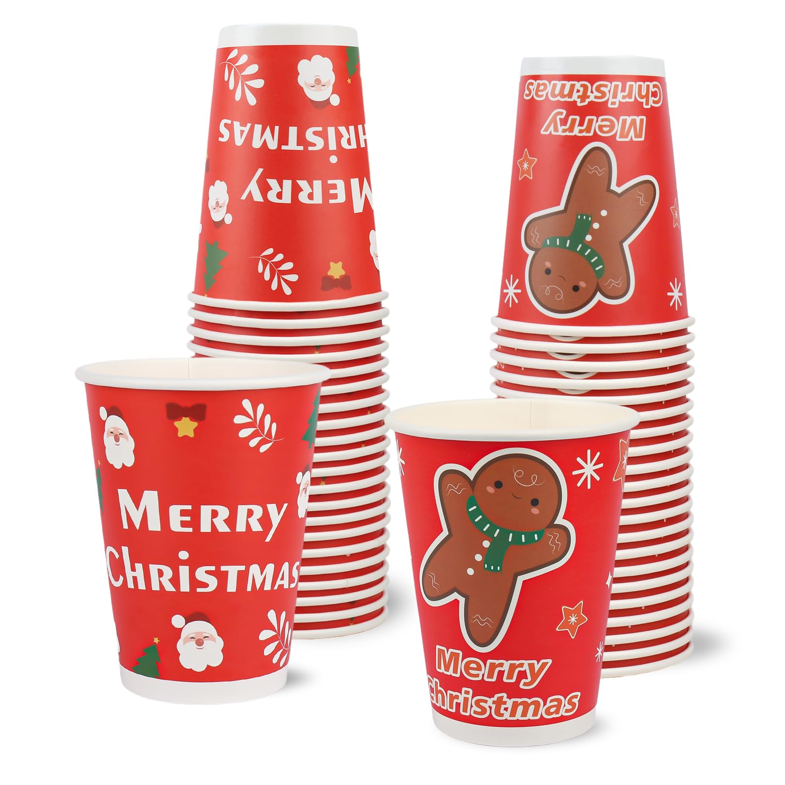 Richboom Disposable Christmas Coffee Cups - 42 Count 12 oz Cute Holiday Paper Cups for Hot Cocoa, Coffee & Cold Beverages | Perfect for Christmas Parties, Office Celebrations & Hot Chocolate Bars