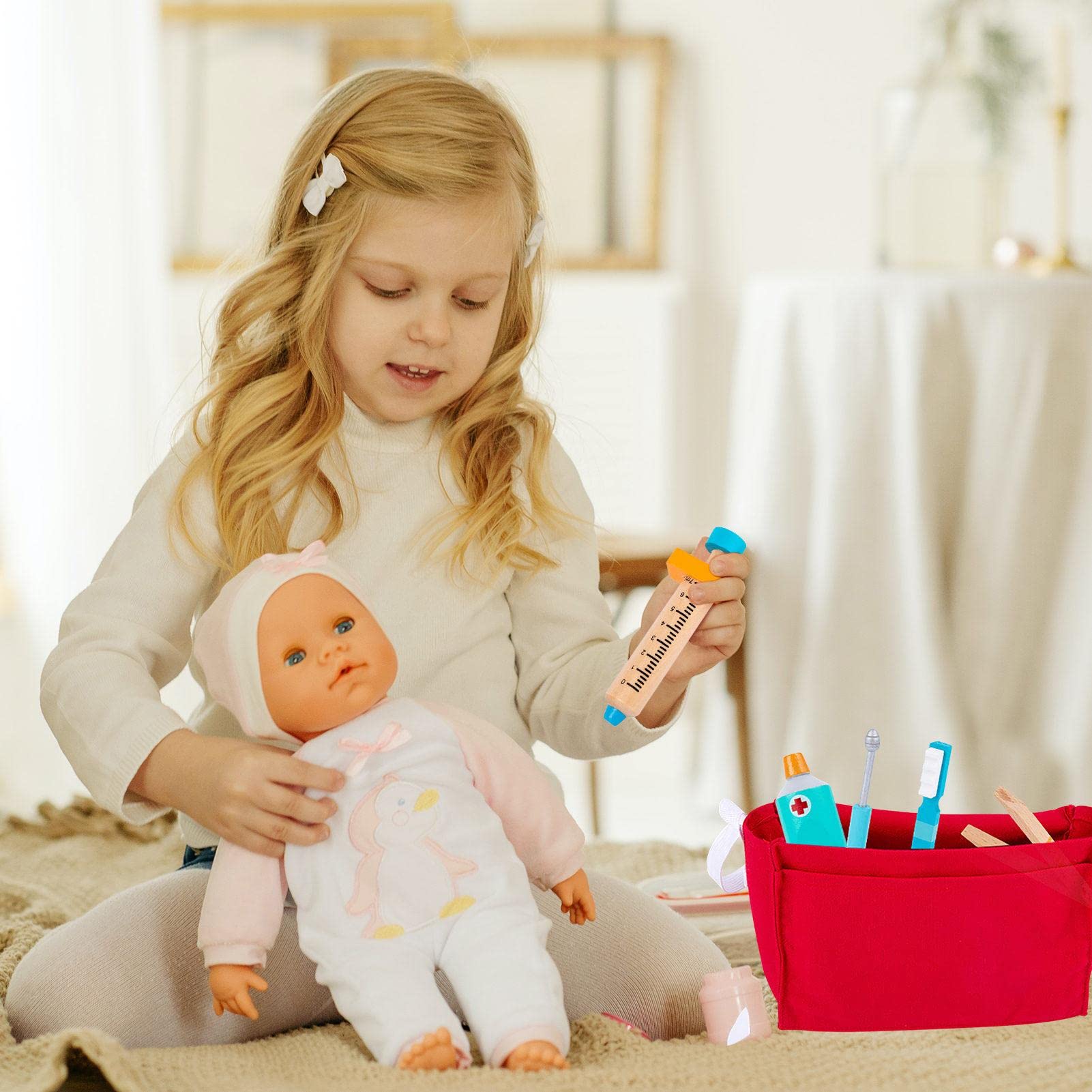 **Kids Wooden Doctor Kit - Pretend Play Dentist Toy Set for Toddlers & Children, Role Play Medical Tools for Imaginative Play - Perfect for Home, Classroom & Preschool Learning Activities**