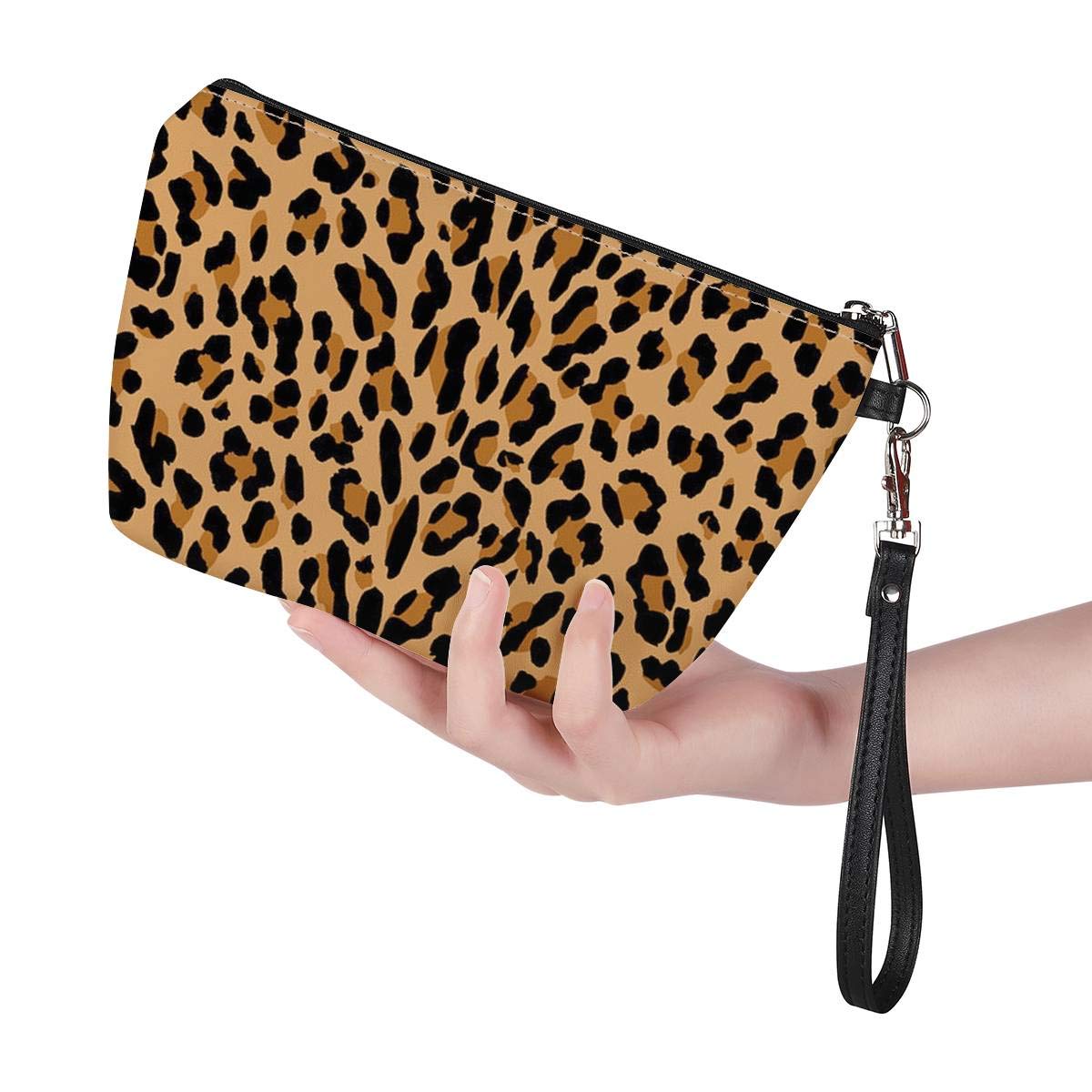 Amzbeauty Leopard Print Makeup Bag - PU Leather Cosmetic Pouch with Zipper for Women, Travel Toiletry Organizer - Perfect Gift for Makeup Lovers & Travel Essentials Storage