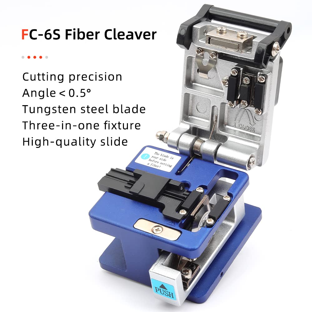 FTTH Fiber Optic Cable Cold Connect Tools Kit with Visual Fault Locator, FC-6S Fiber Cleaver, SC/FC Connector, Optical Power Meter, Cable Tester & Stripper - Complete Termination Kit for Fiber Optic Installation & Maintenance | Ideal for Telecom Technicians & Network Engineers