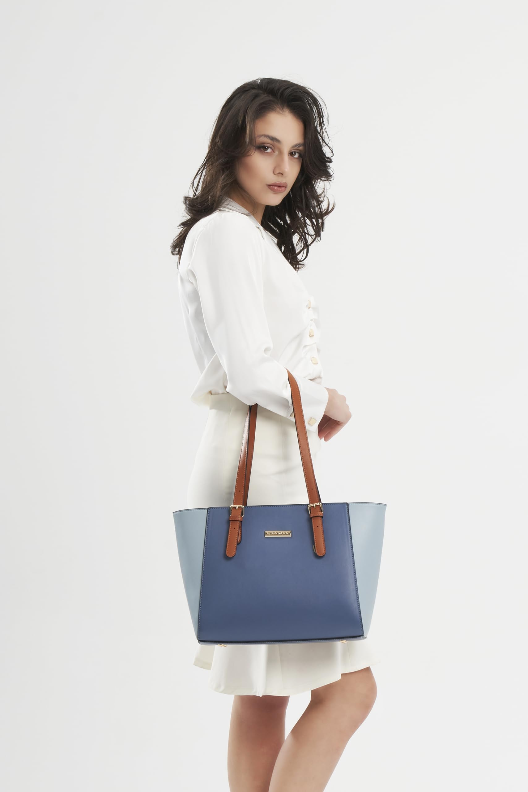 Giordano PU Leather Top Handle Tote Bag for Women - Spacious Zippered Handbag with Multiple Compartments | Stylish Casual Purse for Work, Travel & Everyday Use | Durable Ladies Shoulder Bag