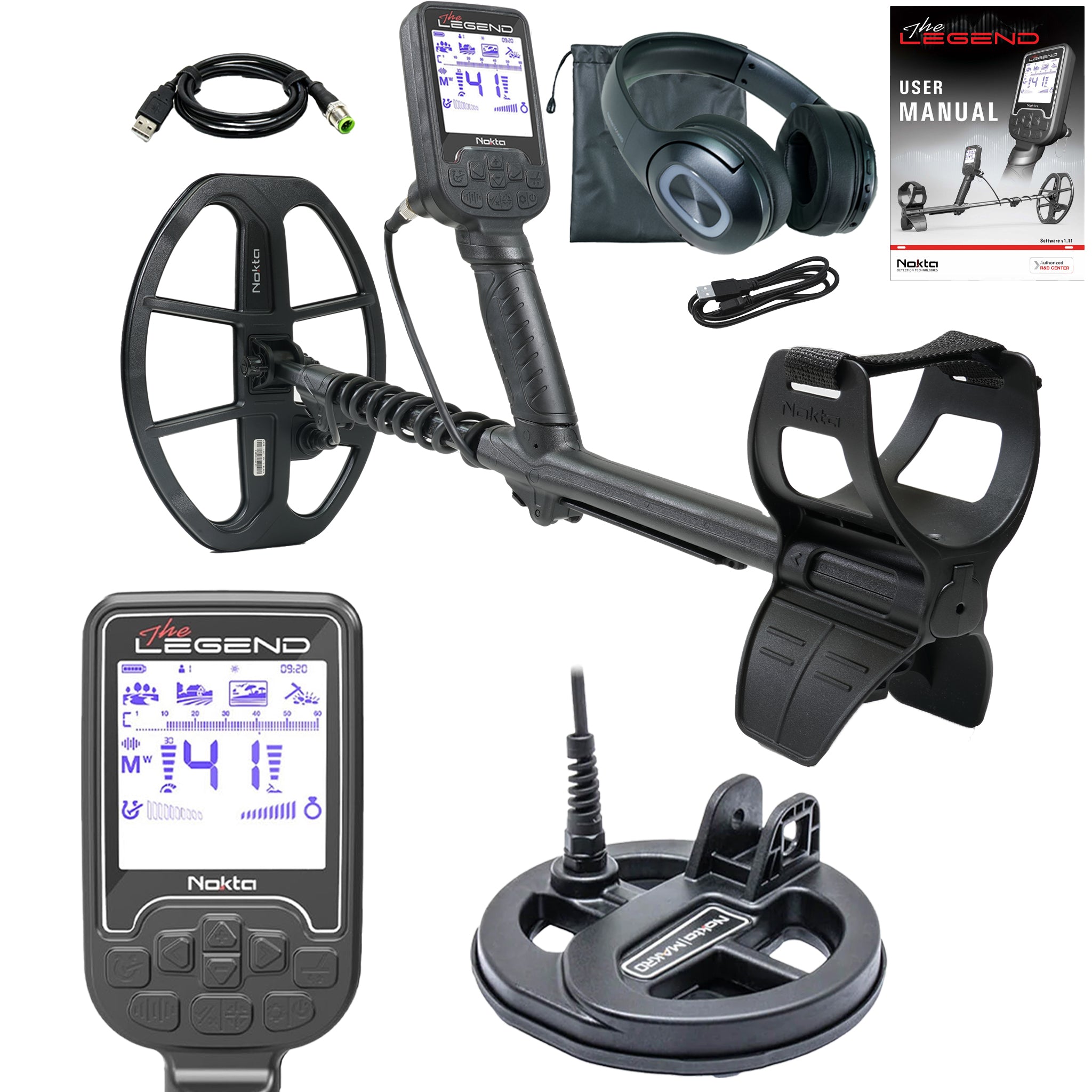 Nokta The Legend WHP Metal Detector with Wireless Headphones & LG15 6