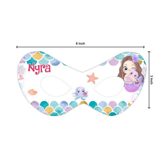 Custom Mermaid Birthday Eye Mask with Baby Name - Personalized Mermaid Party Decorations for Kids, Girls, Baby Showers & Themed Birthday Celebrations