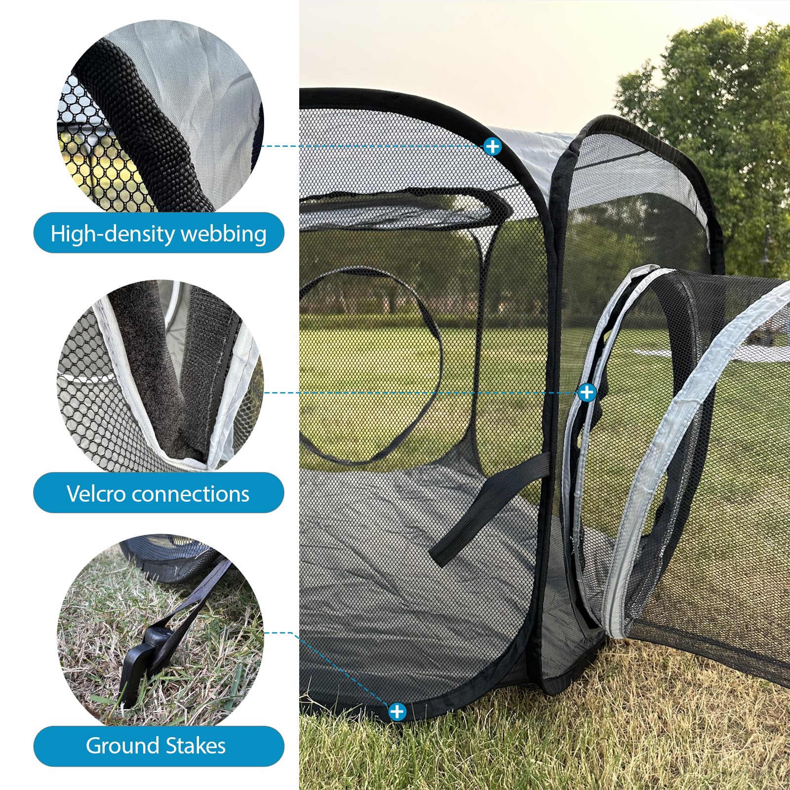 Large Outdoor Cat Tunnel and Tent Playpen - Pop Up Enclosure for Multiple Cats - Portable Playhouse for Small Pets - Perfect for Backyard Adventures, Indoor Playtime & Pet Exercise