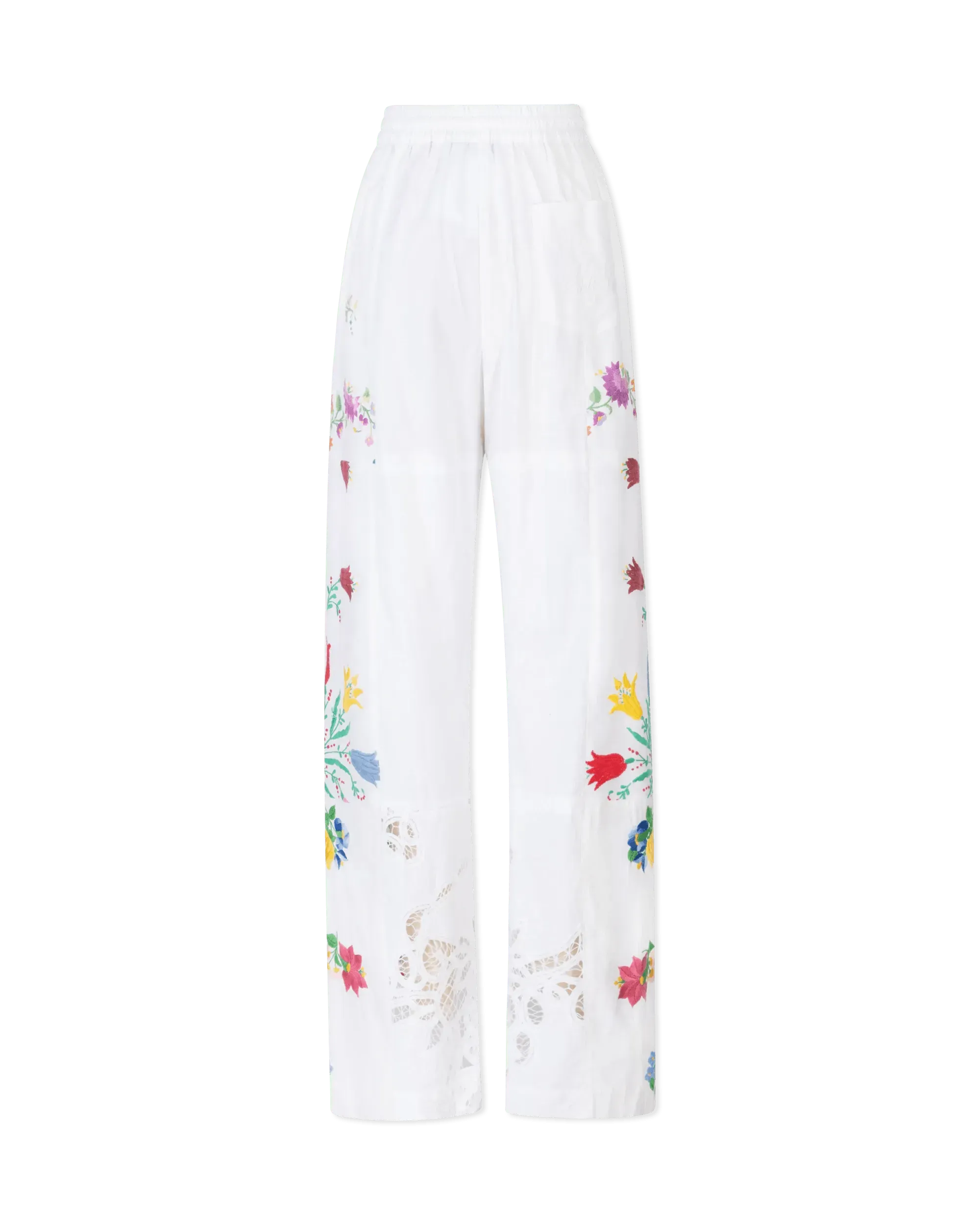 Embroidered Linen Pants for Women - Breathable Summer Wide Leg Trousers - Perfect for Beach, Vacation & Boho Style Outfits