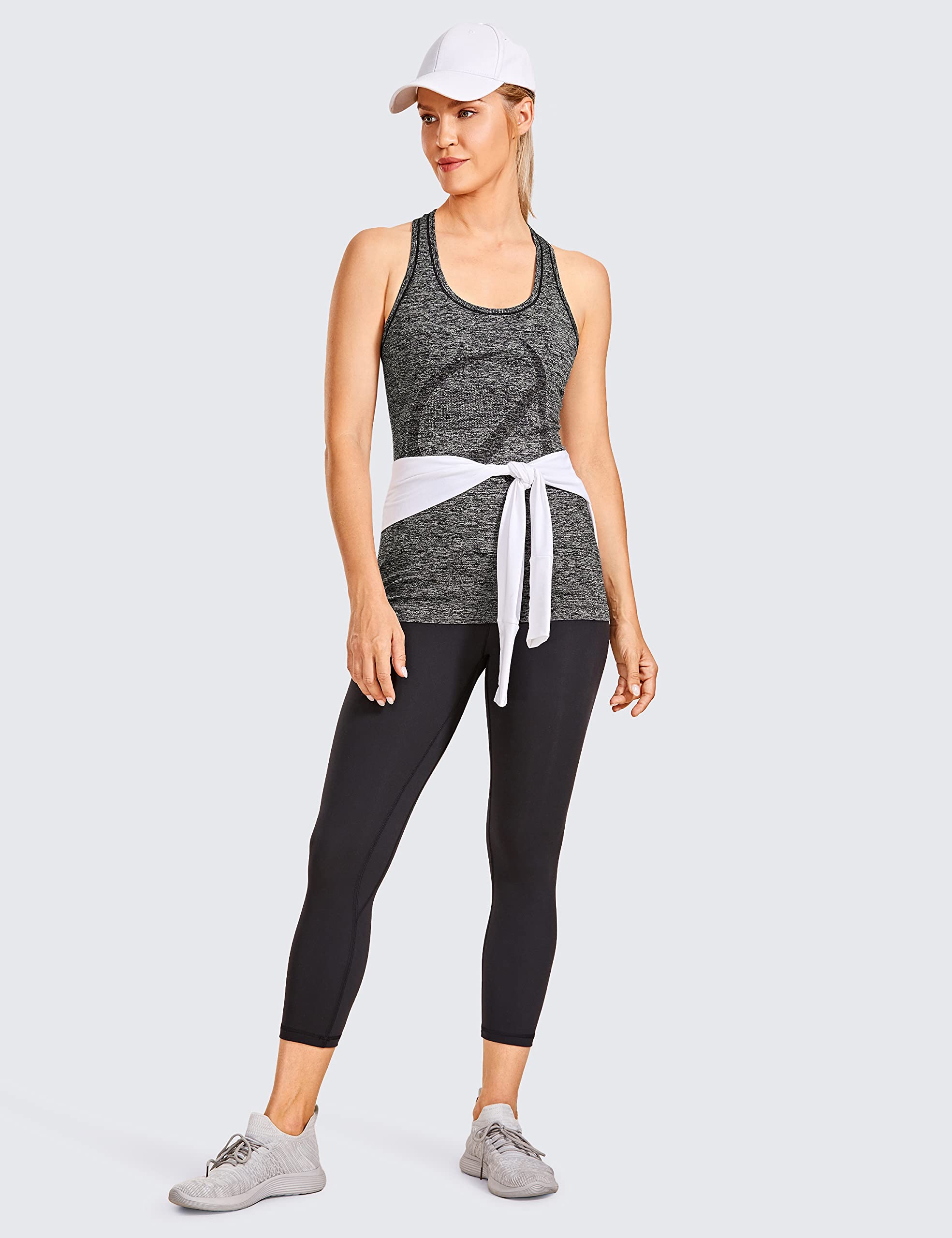 CRZ YOGA Women's Seamless Workout Tank Top - Racerback Athletic Shirt for Running, Yoga & Gym - Long Length Comfort Fit - Perfect for Workouts, Training & Active Lifestyle