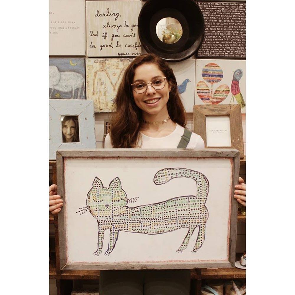 Mr. Cat Wall Art Print - Handmade Feline Painting for Home Decor, Living Room & Bedroom Aesthetic