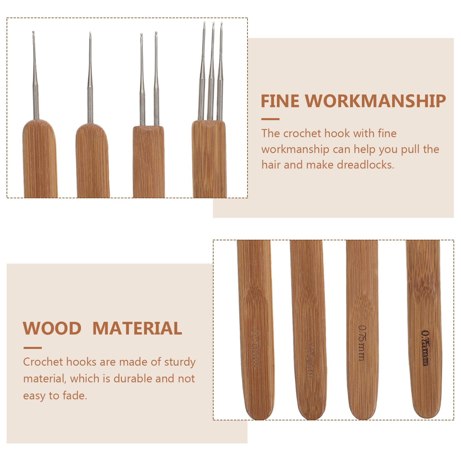 4-Piece Dreadlock Crochet Hook Set - Professional Hair Braiding Tools for Locs, Weaving & Interlocking - Perfect for Salon, DIY Hair Styling & Natural Hair Care (Includes Crochet Needles & Braiding Needles)