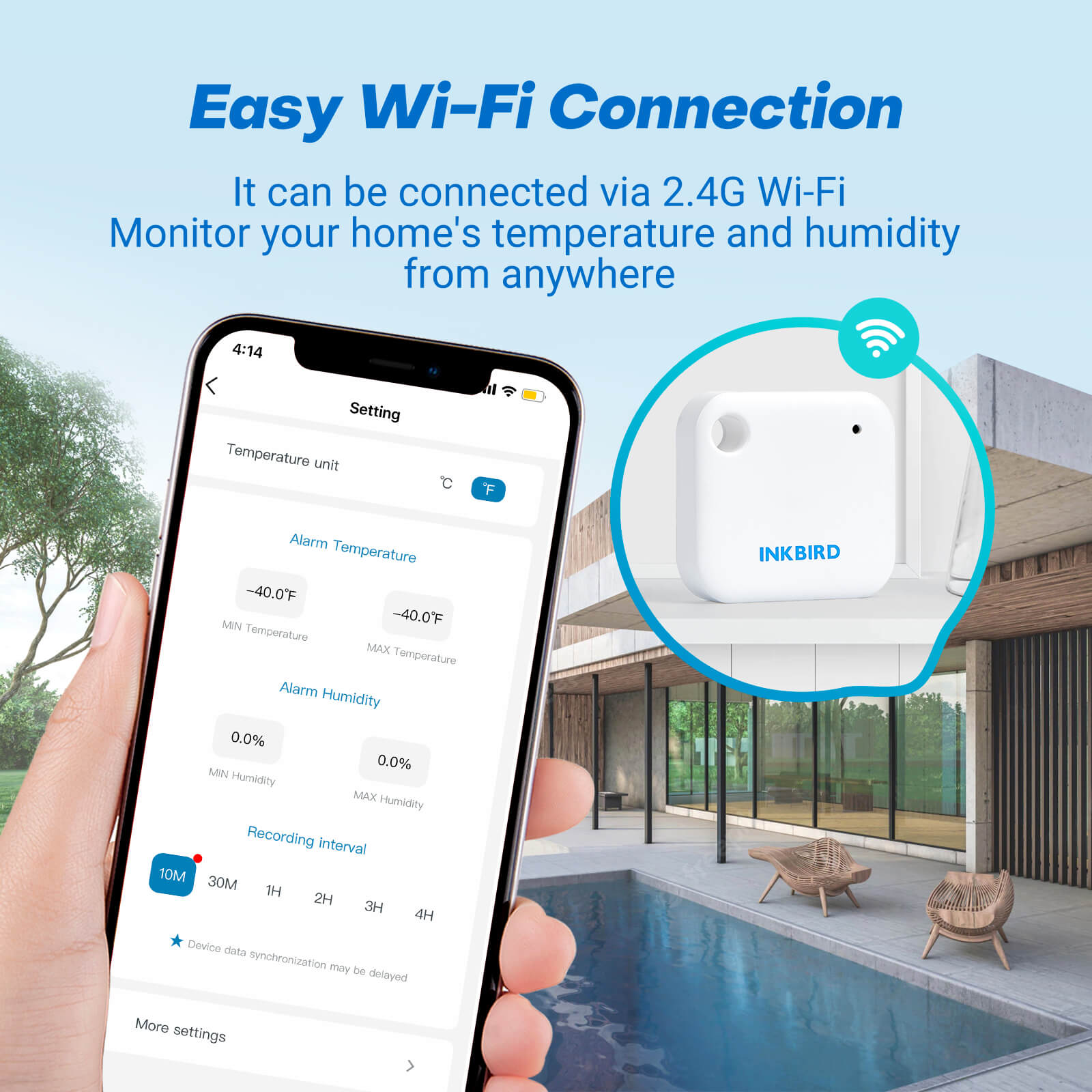 WiFi Hygrometer Thermometer IBS TH3 - Digital Indoor Humidity & Temperature Monitor with Wireless Connectivity for Home, Greenhouse, and Nursery