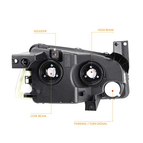 PM PERFORMOTOR 2Pcs Black Housing/Amber Corner Replacement Headlights Assembly Compatible with 2006-2010 Dodge Charger - Upgrade Your Car Lighting for Night Driving & Enhanced Style