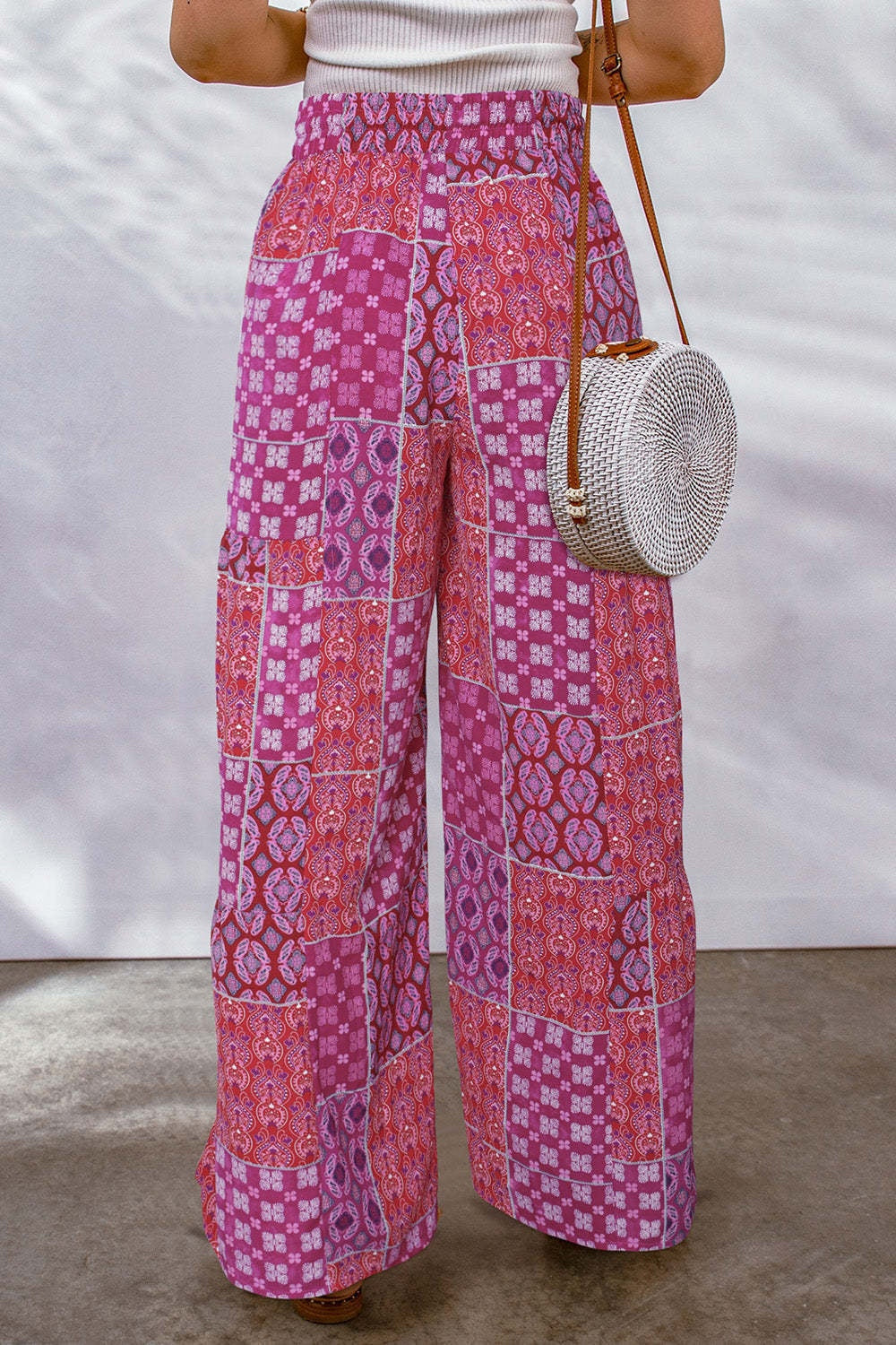 Plus Size Drawstring Printed Wide Leg Pants for Women - Comfortable Elastic Waist Casual Lounge Pants for Home, Office & Travel