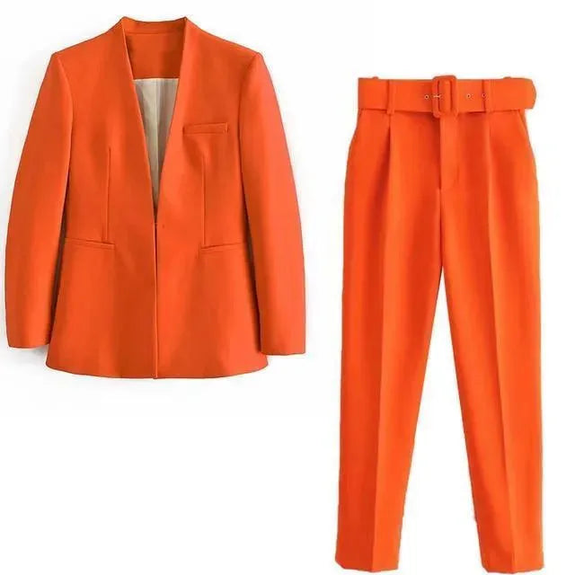 Empowering Women's Pantsuit - Professional Blazer & Pants Set for Office, Business Meetings & Career Success | Plus Size Options Available