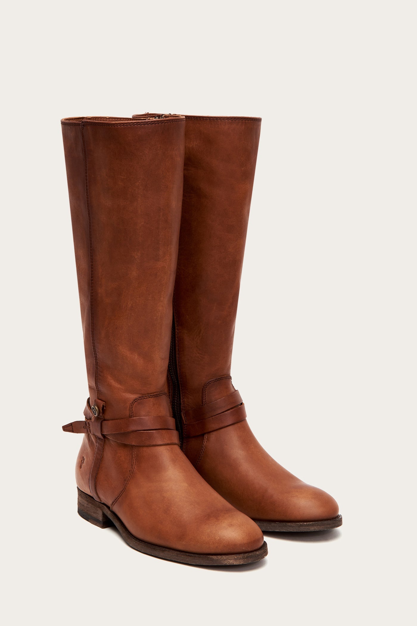 Vintage Melissa Belted Tall Wide Calf Boots - Pre-Owned Leather Ankle Booties for Women | Perfect for Fall Fashion, Casual Outfits & Night Out Looks