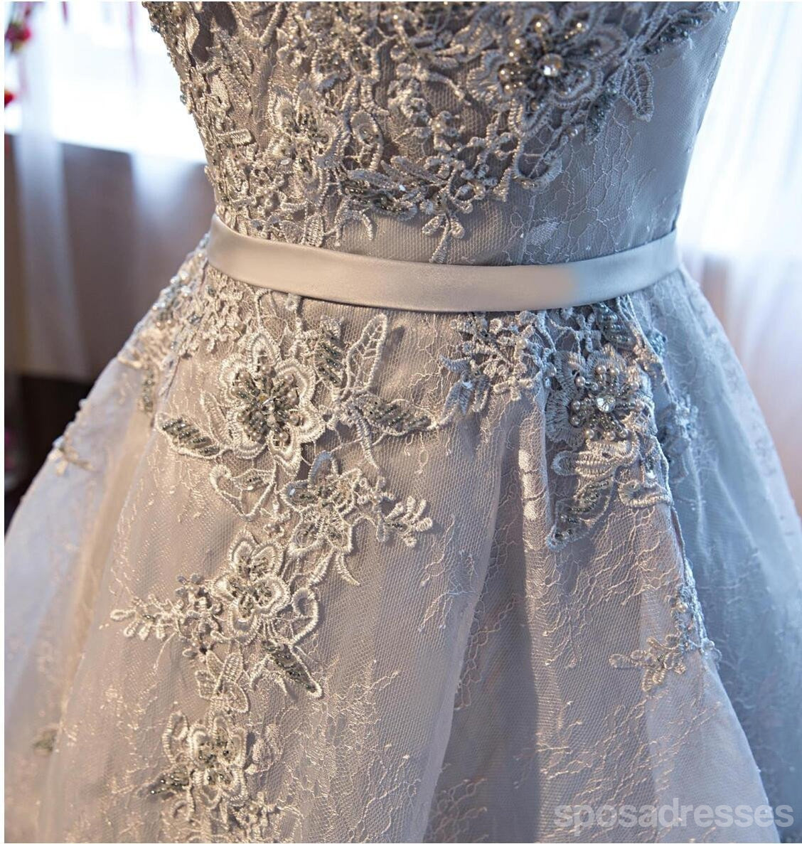 Sexy Gray Lace See-Through Prom Dress | Short Homecoming Party Dress for Sweet 16 | Affordable Cocktail Dress for Women | Perfect for Prom Night, Homecoming Dance & Special Occasions | CM349