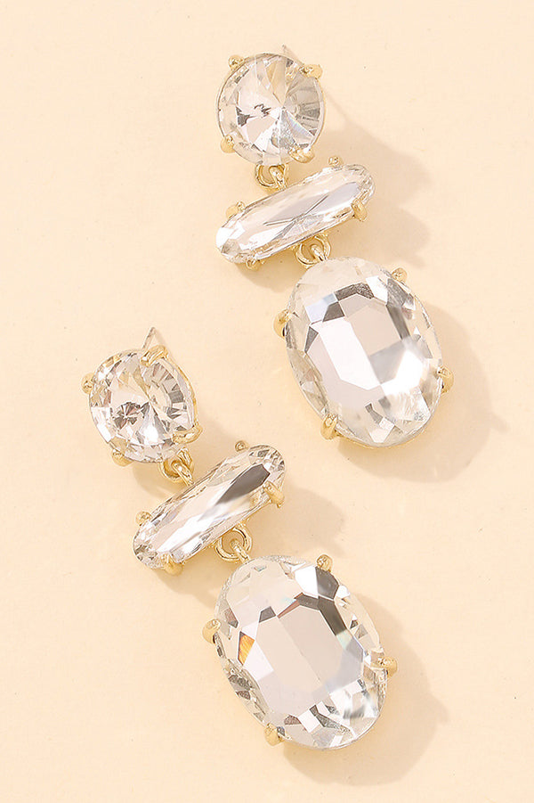 Elegant Faceted Diamond Earrings with Contrasting Colors | Perfect for Weddings, Parties & Special Occasions