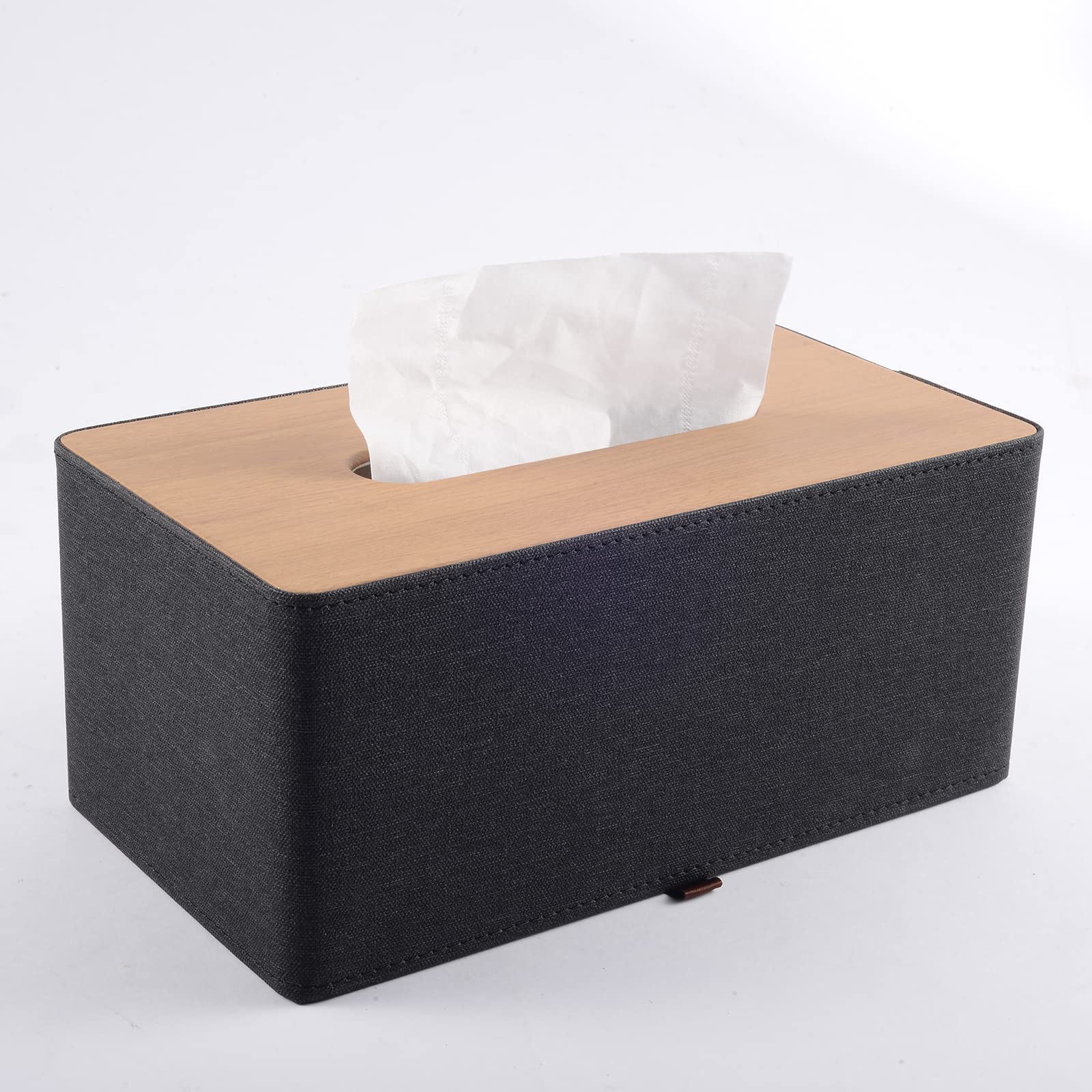 Premium Rectangular PU Leather Tissue Box Holder - Oversized Black Napkin Organizer for Home & Office - Stylish Leather Craftsmanship for Living Room, Bedroom, or Dining Table Decor