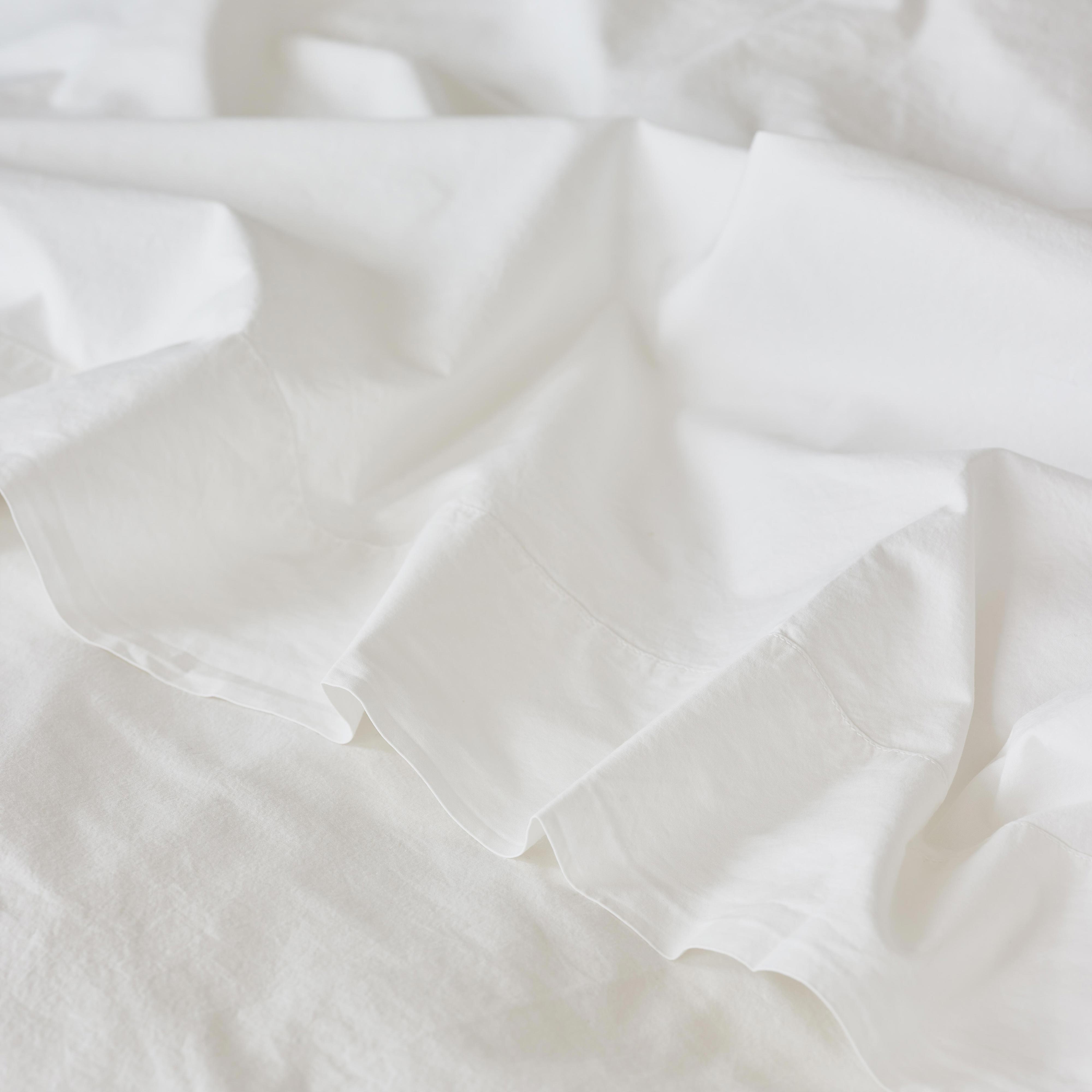 Premium White Washed Cotton Percale Flat Sheet - Soft & Breathable Bedding for Hotels, Guest Rooms & Luxury Home Decor