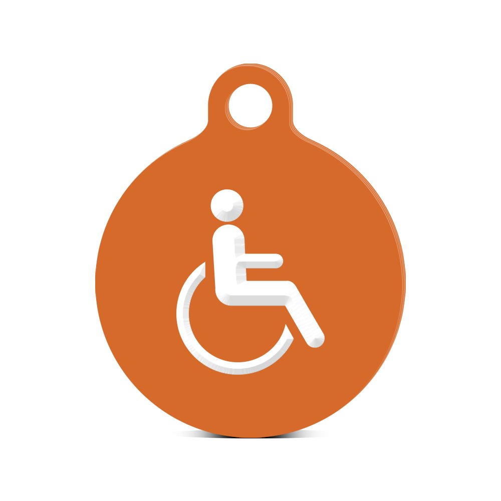 Engraved Wheelchair Accessible Orange Round Keychain with Tab - Perfect for Disabled Individuals & Caregivers