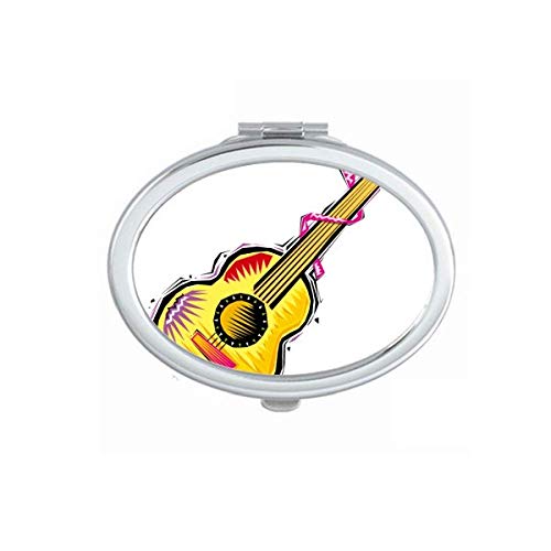 DIYthinker Portable Foldable Double-Sided Mirror with Guitar & Mexican Element Design - Perfect for Makeup, Travel, and Music Lovers