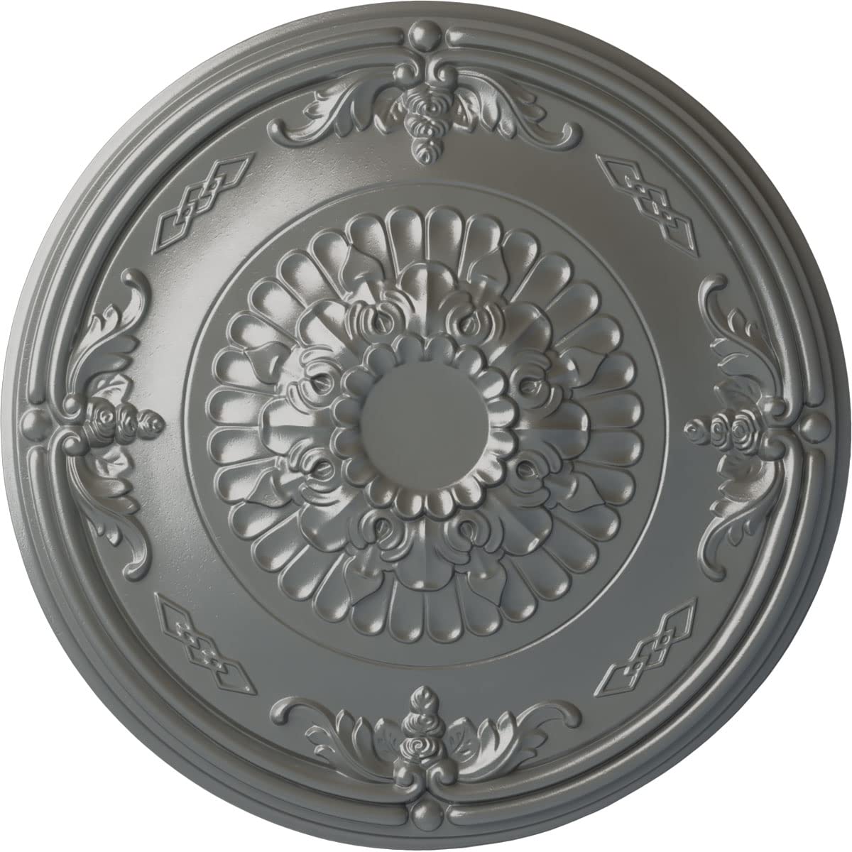Ekena Millwork Athens Ceiling Medallion - Hand-Painted Silver Finish - Elegant Home Decor for Dining Rooms & Entryways