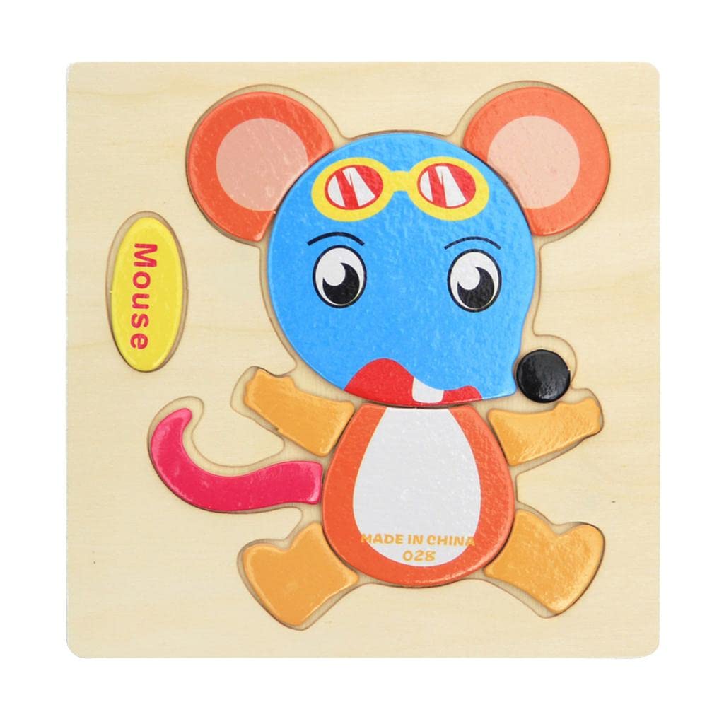 Enakshi Wooden Cartoon Mouse Shape Puzzle - Educational Baby Toy for Early Learning & Development | Montessori Toddler Toy for Shape Recognition & Fine Motor Skills | Perfect Gift for 1-3 Year Olds - Playtime, Preschool & Homeschool Activities