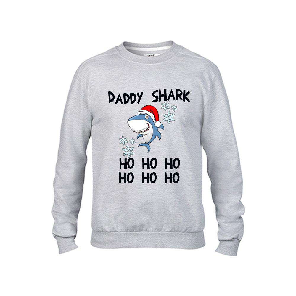 Christmas Shark Family Matching Grey Sweaters - Cozy Couple & Family Holiday Outfits for Christmas Photos, Parties and Festive Gatherings