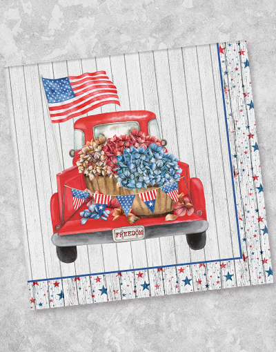 Americana Flower Truck Paper Luncheon Napkins (44 Count) - Perfect for Picnics, BBQs, and Outdoor Parties