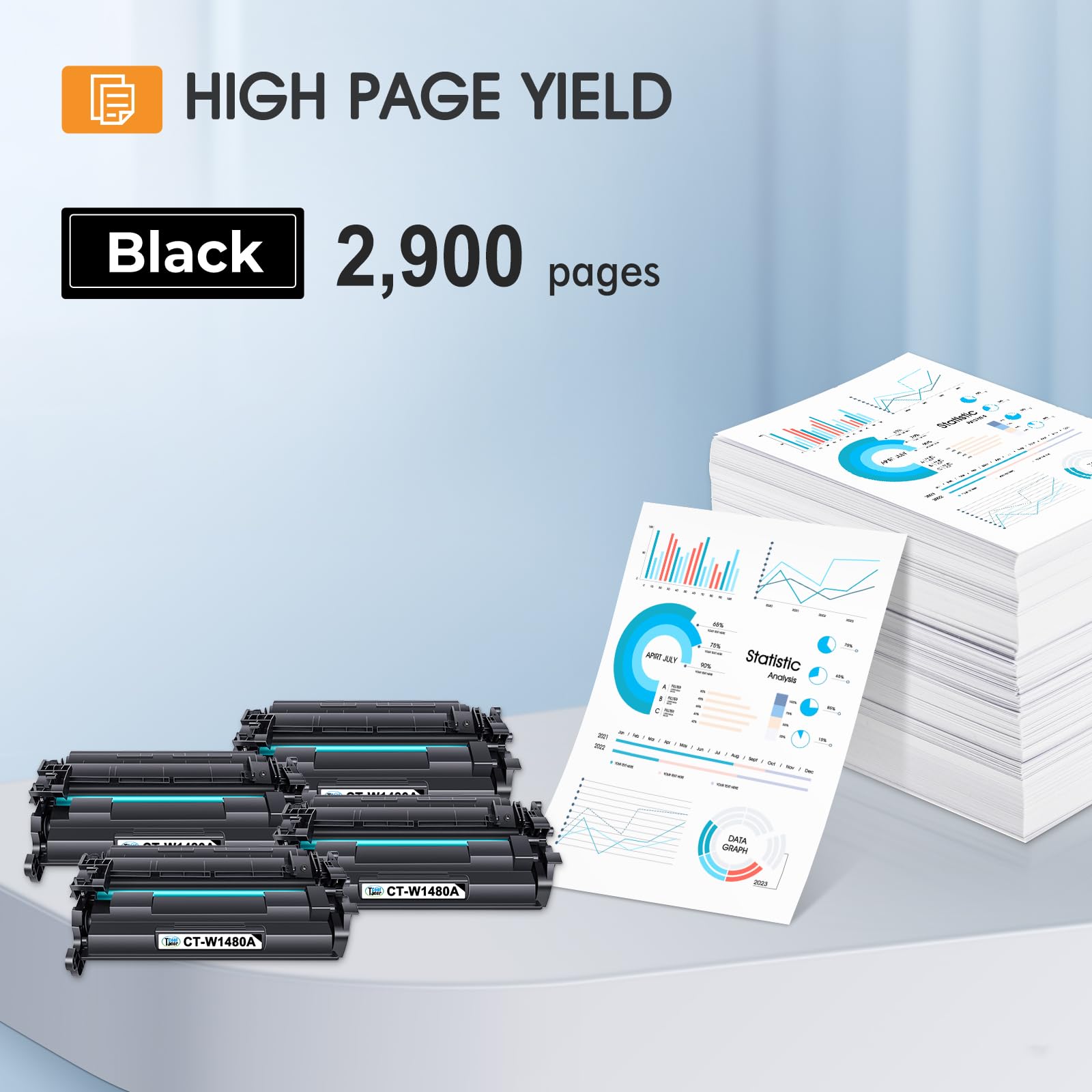 HP 148A W1480A Black Toner Cartridge - 4 Pack Compatible Replacement for HP 148A/148X/W1480A/W1480X - Works with HP LaserJet MFP 4101fdw/4101fdn/Pro 4001dw/4001dn/4001n Printers - Ideal for Office & Home Printing Needs