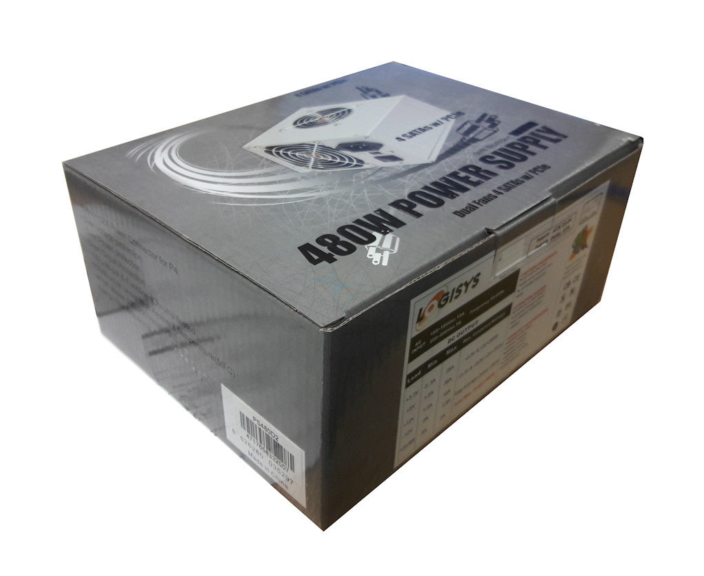 Logisys 480W ATX Power Supply - 20/24 Pin PSU for PC Gaming & Office Computers - Reliable Switching Power Supply for Desktops & Workstations