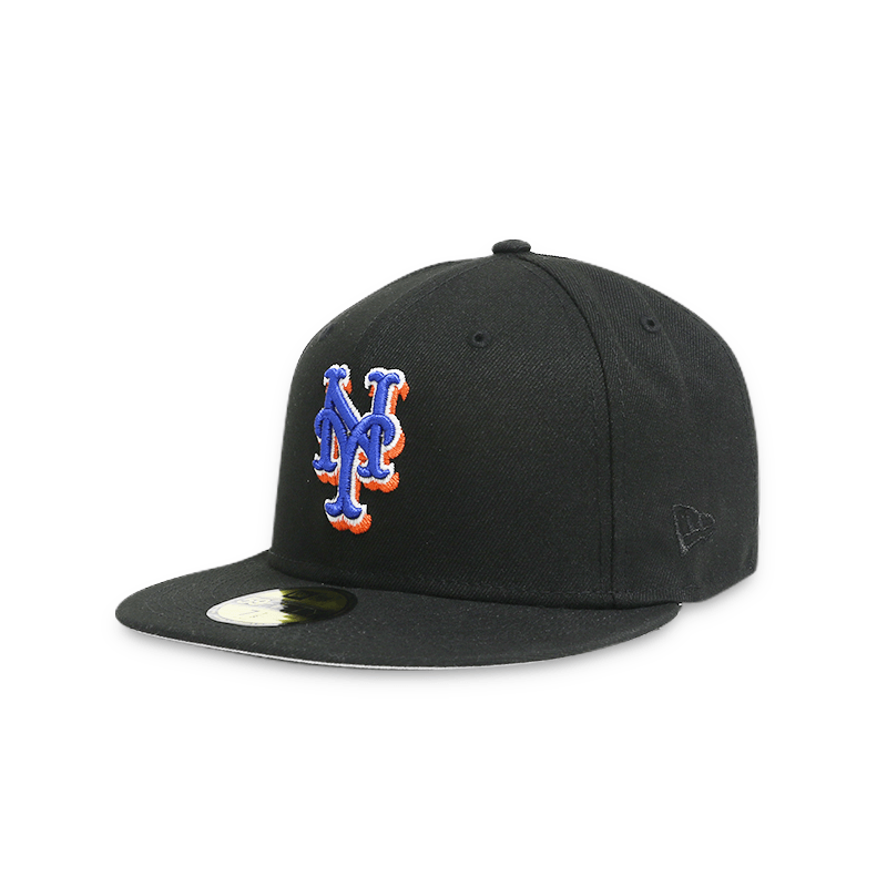 New York Mets Men's Black Fitted Baseball Cap - Official MLB Licensed Hat for Sports Fans & Casual Wear