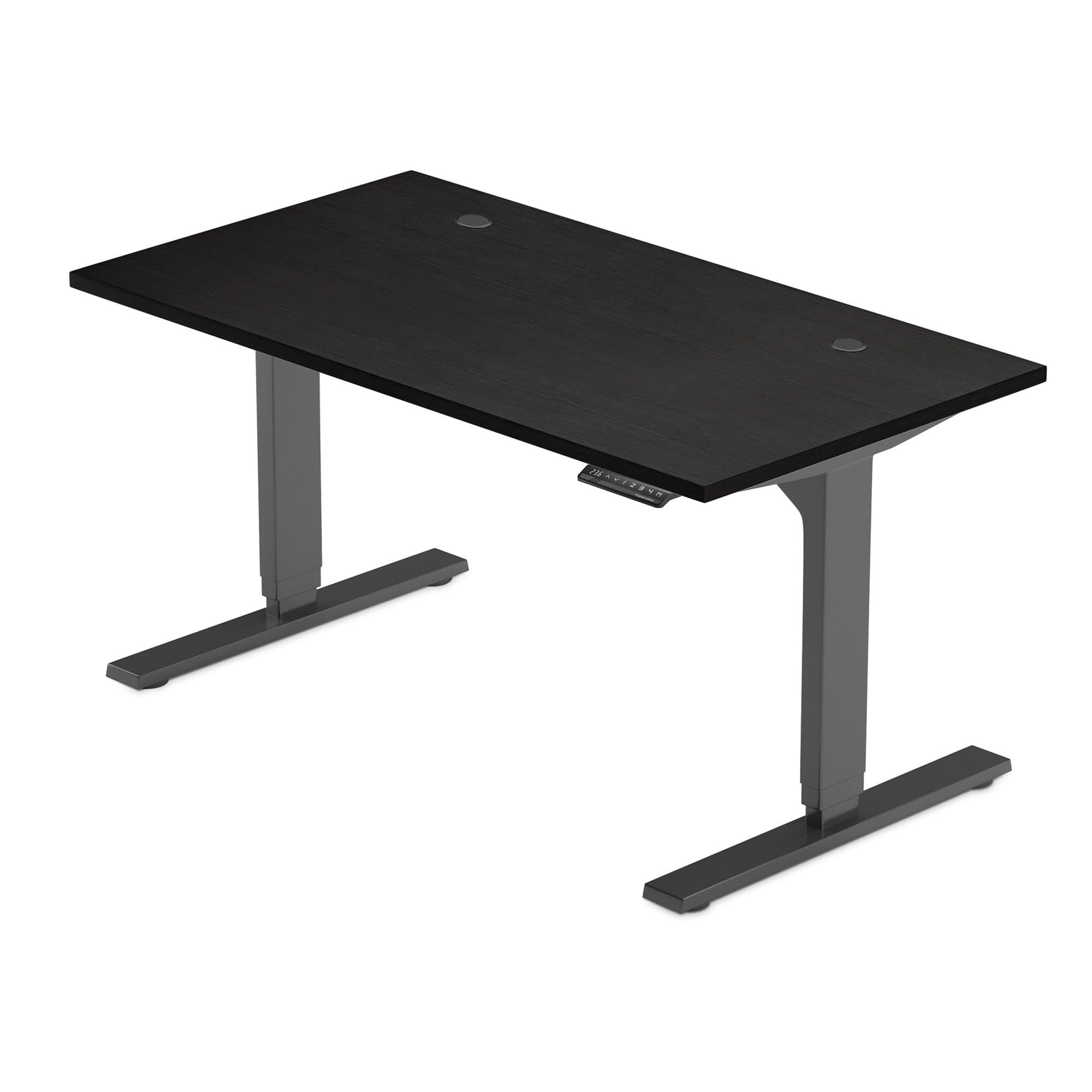 Progressive 60x30 Inch Standing Desk - Dual Motor, 3-Stage Height Adjustable (Ebony Oak Top, Black Frame) - Ergonomic Home Office Desk for Work from Home & Study