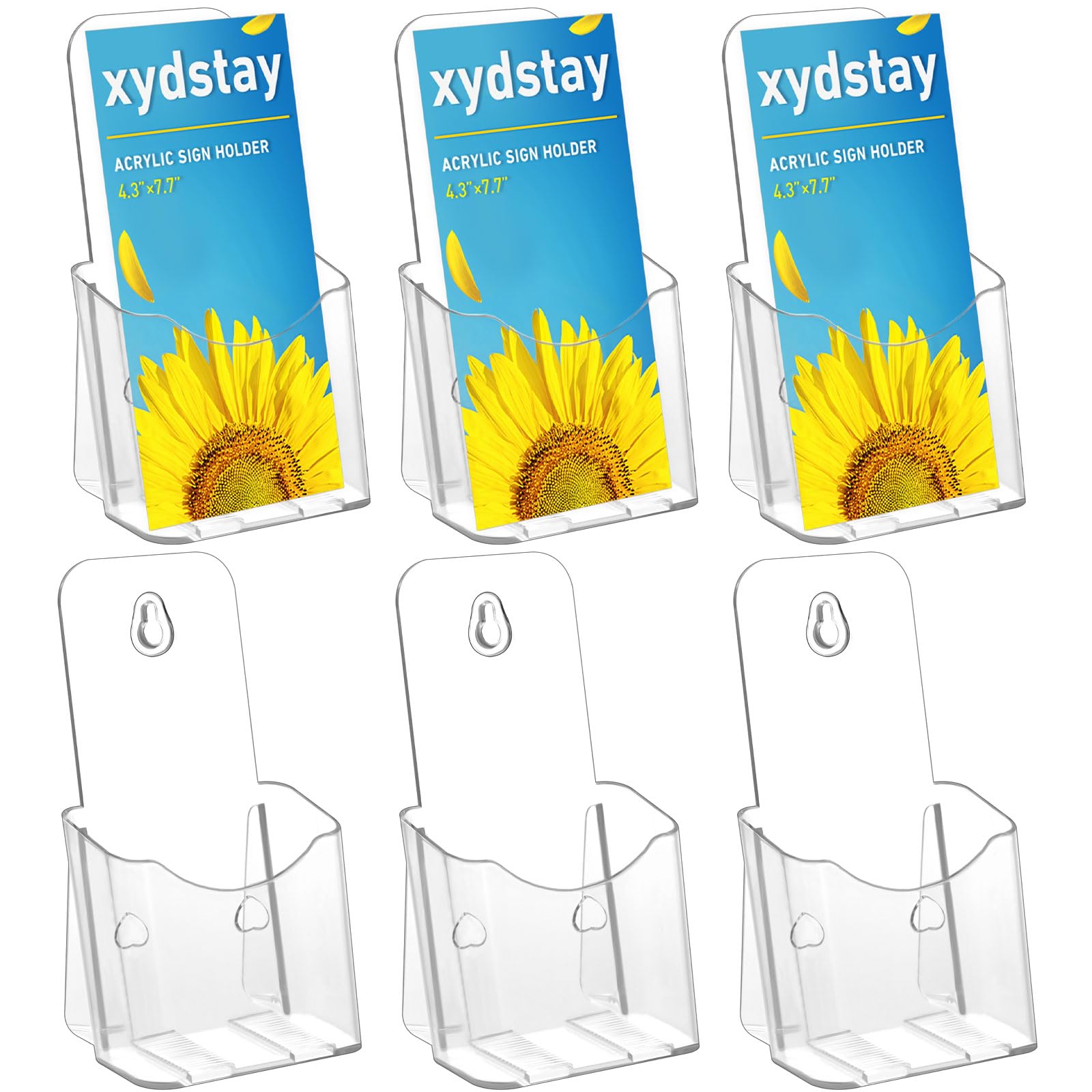 Clear Acrylic Brochure Holder 4x9 Inches - 6 Pack Slant Back Display Stand for Flyers, Pamphlets & Menus - Perfect for Restaurants, Offices & Retail Stores