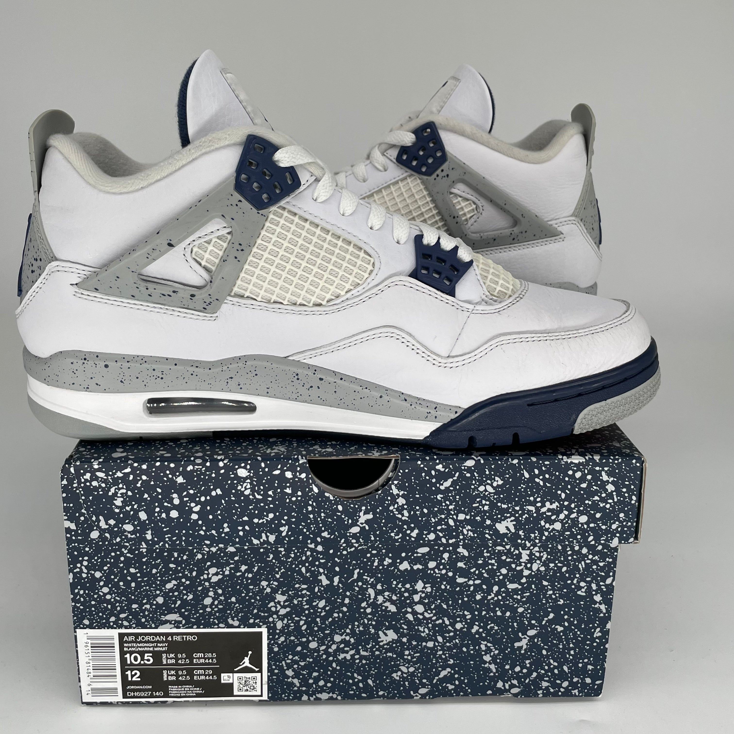 Air Jordan 4 Retro Midnight Navy Men's Basketball Shoes Size 10.5 - DH6927-140 | Official Nike Sneakers for Streetwear & Basketball Games