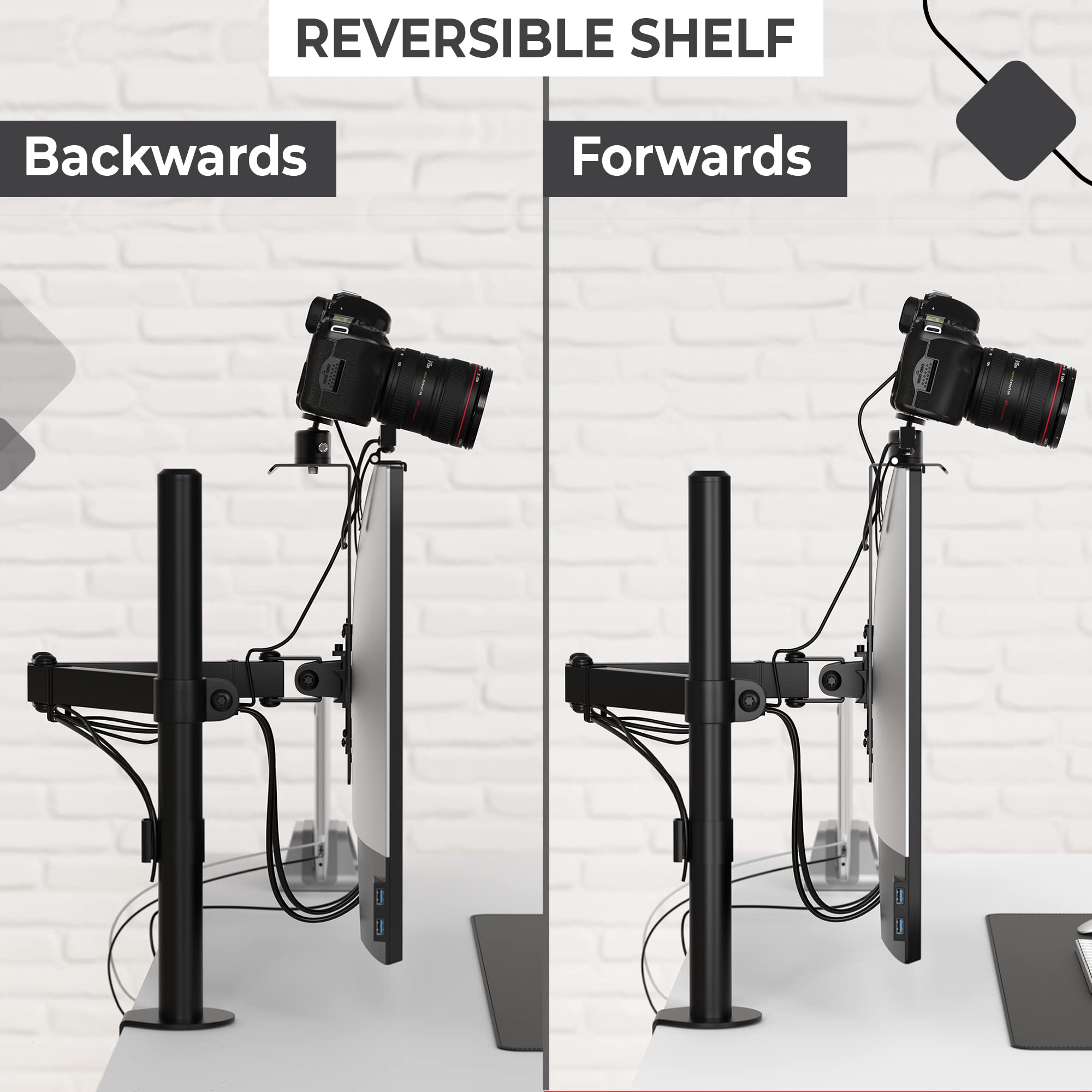 HumanCentric DSLR Monitor Mount - Compact Aluminum VESA Arm Desk Mount for Camera, Webcam & Microphone (100x100mm) - Perfect for Streaming, Video Calls & Content Creation - Hardware Included