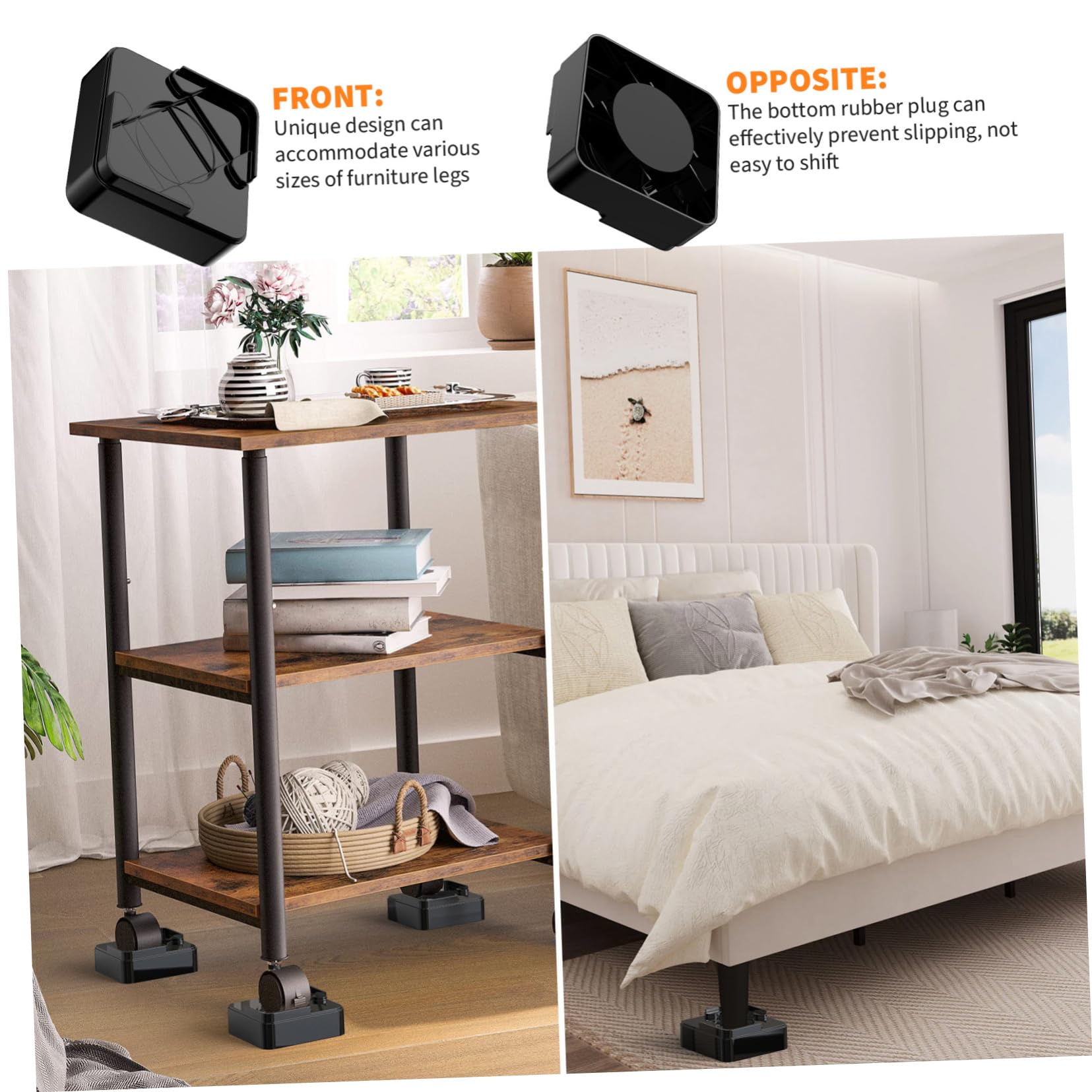EXCEART 16-Piece Adjustable Bed Frame & Furniture Risers - Heavy Duty Couch, Sofa & Chair Lifters for Under Bed Storage, Daybed & Square Sofa Bed - Perfect for Home, Office & Dorm Room Organization