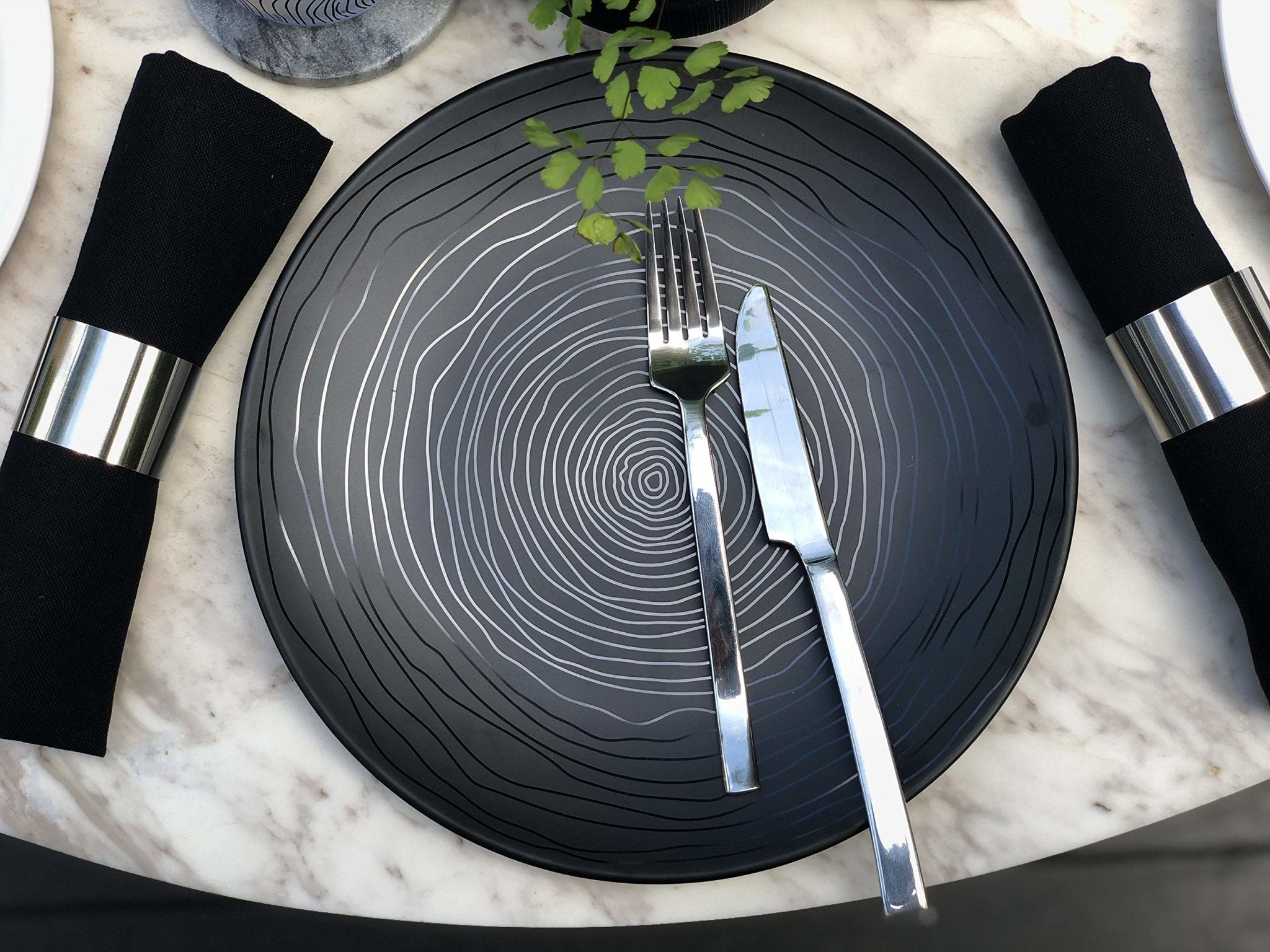 12-Piece Organic Black Melamine Plate & Bowl Set - Durable Dinnerware for Outdoor Picnics, Camping & Everyday Use