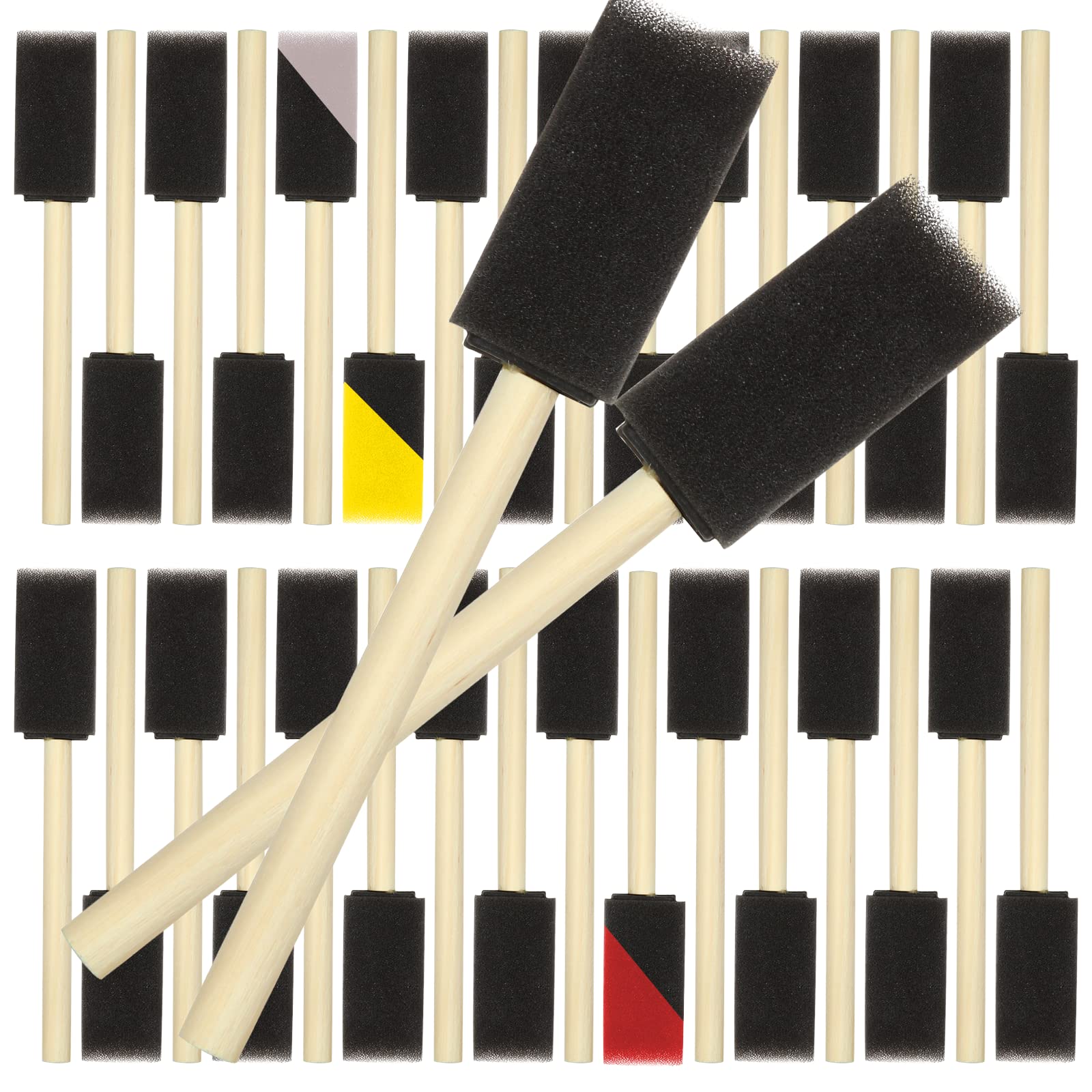 100 Pack 1 Inch Foam Brush with Wooden Handle - Professional Sponge Paint Brushes for Acrylics, Stains, Varnishes & Crafts - Perfect for DIY Projects, Home Decor & Art Painting