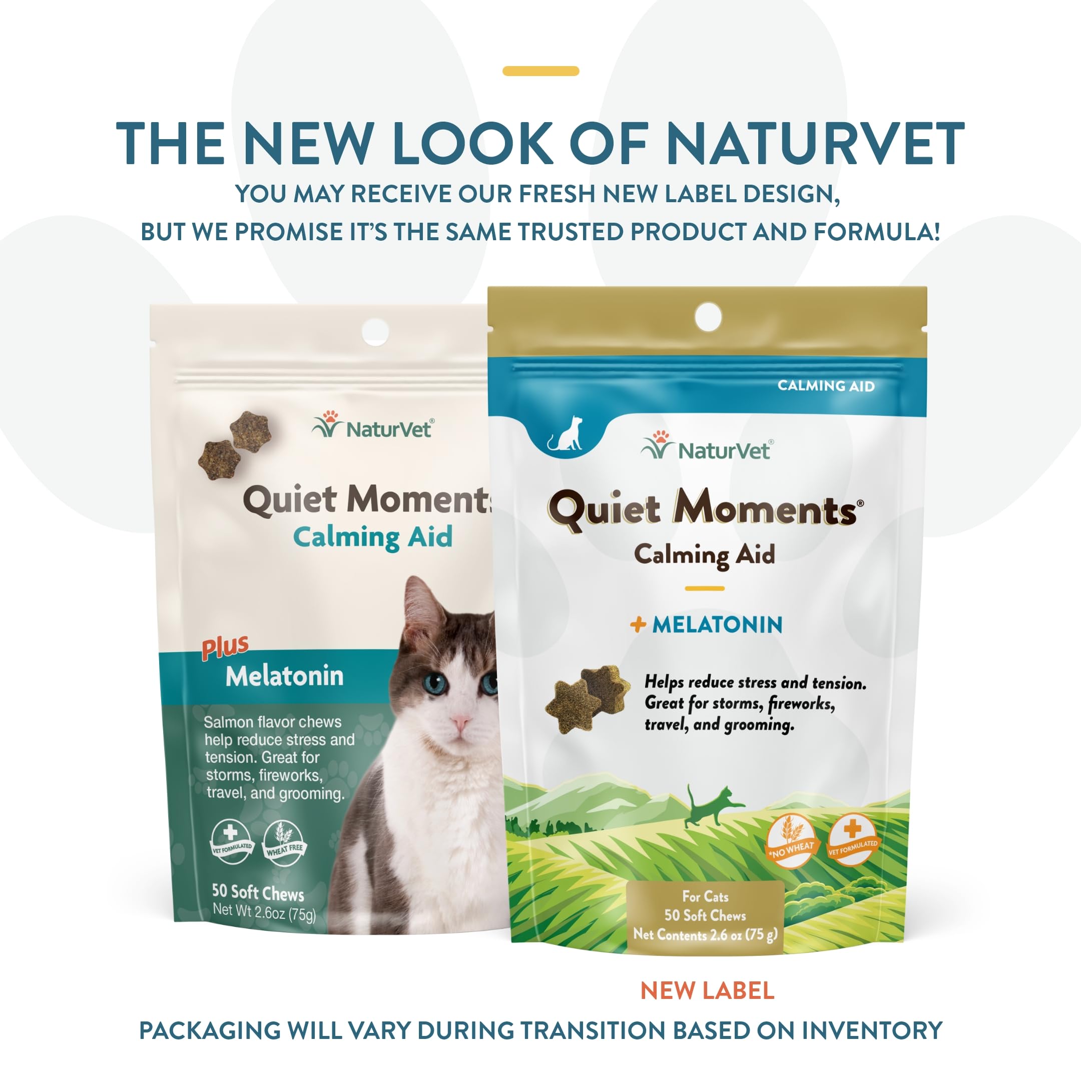 NaturVet Quiet Moments Calming Aid Cat Supplement with Melatonin – Stress Relief for Cats – Helps with Anxiety, Motion Sickness, Grooming & Travel – 50 Soft Chews – Perfect for Storms, Vet Visits & New Environments