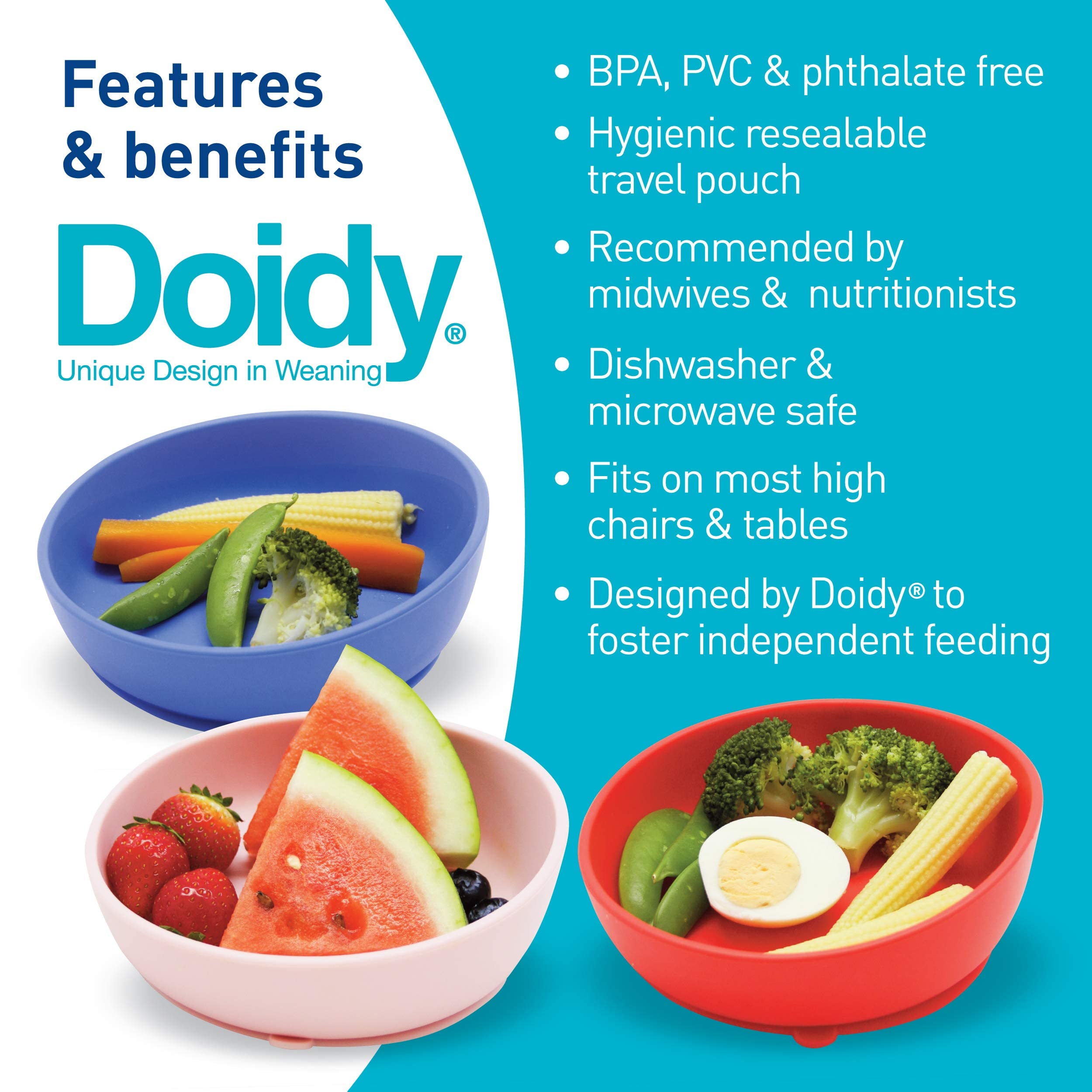 **Doidy Cup and Bowl Gift Set for Babies 6 Months+ | Silicone Non-Slip Suction Bowl & Open Cup | Baby Weaning, Feeding & Learning to Eat & Drink Essentials | Perfect for Baby Food, Snacks & Mealtime (Turquoise)**