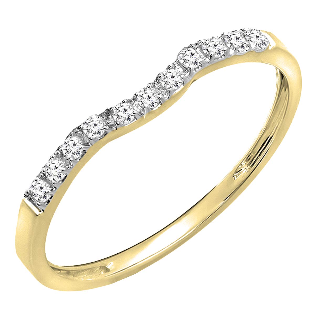 Dazzlingrock Collection 0.15 Carat (ctw) Round White Diamond Women's Stackable Wedding Band in 18K Gold - Perfect for Anniversary, Engagement & Everyday Elegance