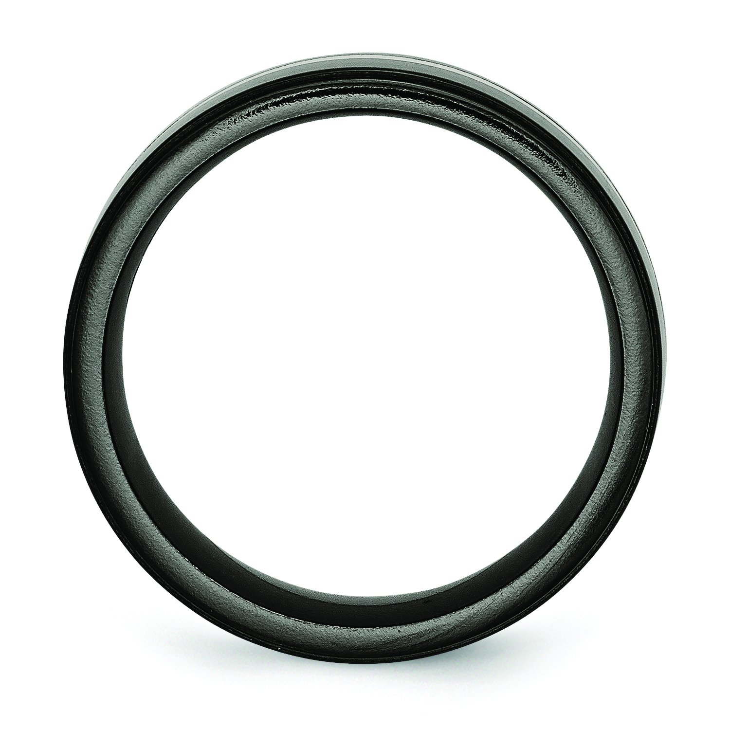 Men's Black Titanium Wedding Band Ring with Sterling Silver Inlay - 10mm Polished Comfort Fit Ring for Men - Perfect for Engagement, Wedding, Anniversary & Everyday Wear