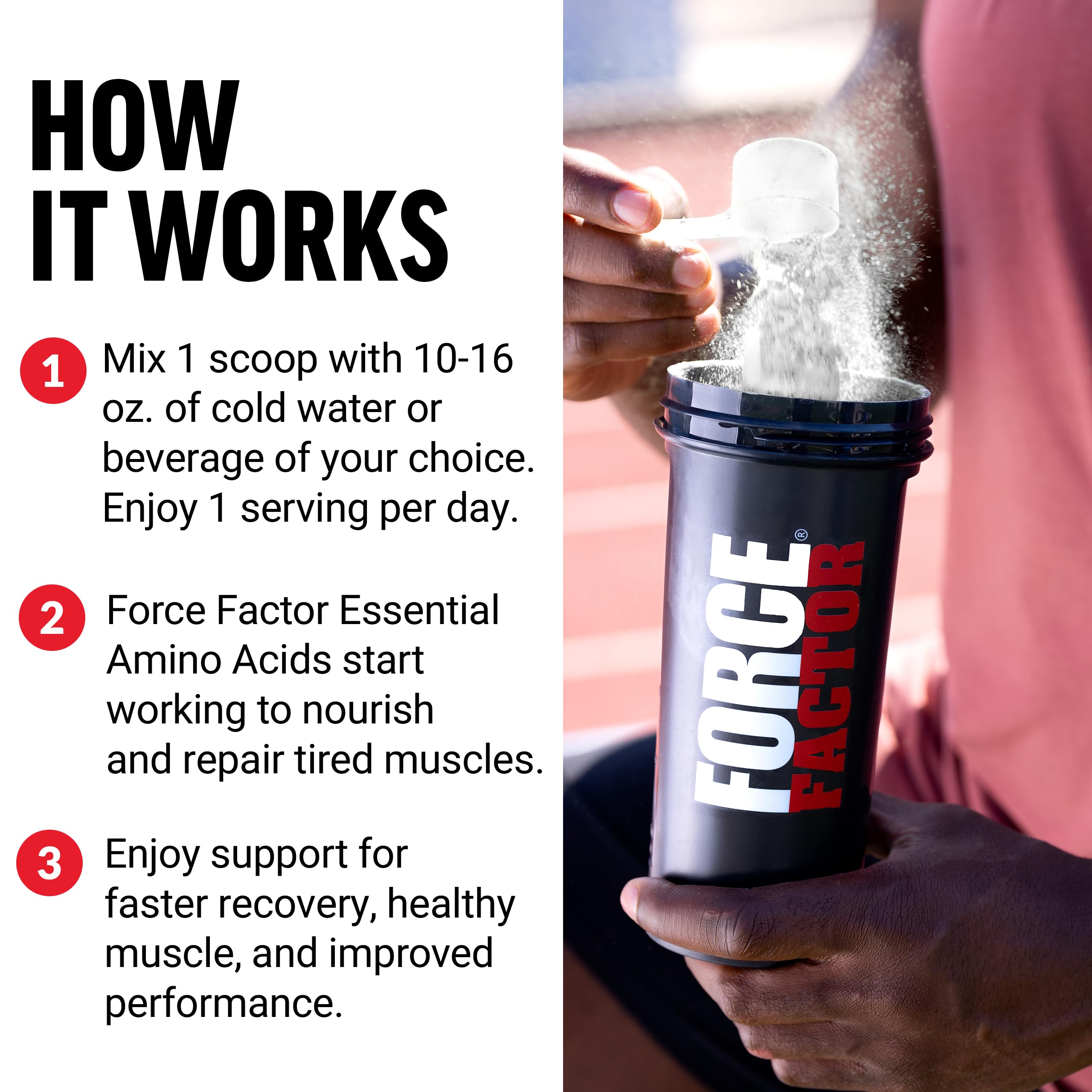 Force Factor Essential Amino Acids Powder - Full Spectrum EAA Supplement for Men & Women - Supports Muscle Growth & Workout Recovery - Orange Mango Flavor - 30 Servings - Perfect for Post-Workout & Fitness Enthusiasts
