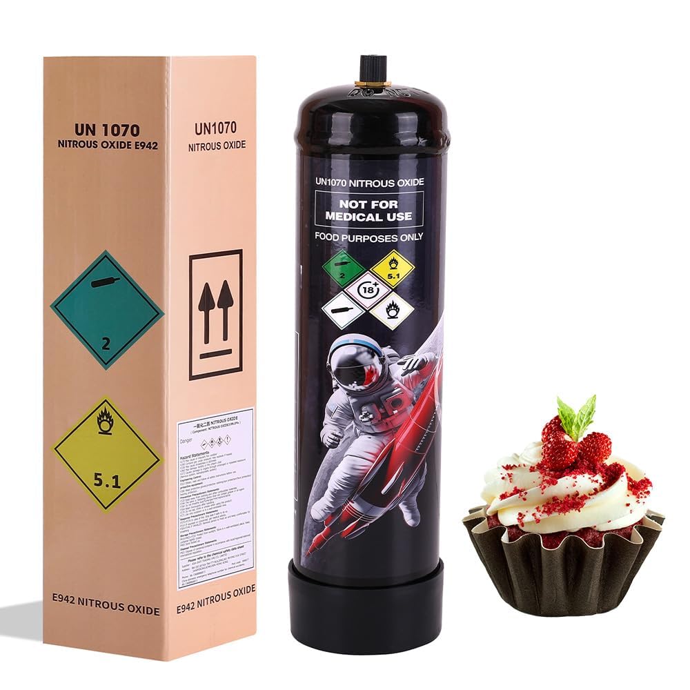 Premium Whipped Cream Charger - 640g Nitrous Oxide Tank for Professional Desserts & Coffee Toppings (1 Count) - Perfect for Bakeries, Cafes & Home Chefs