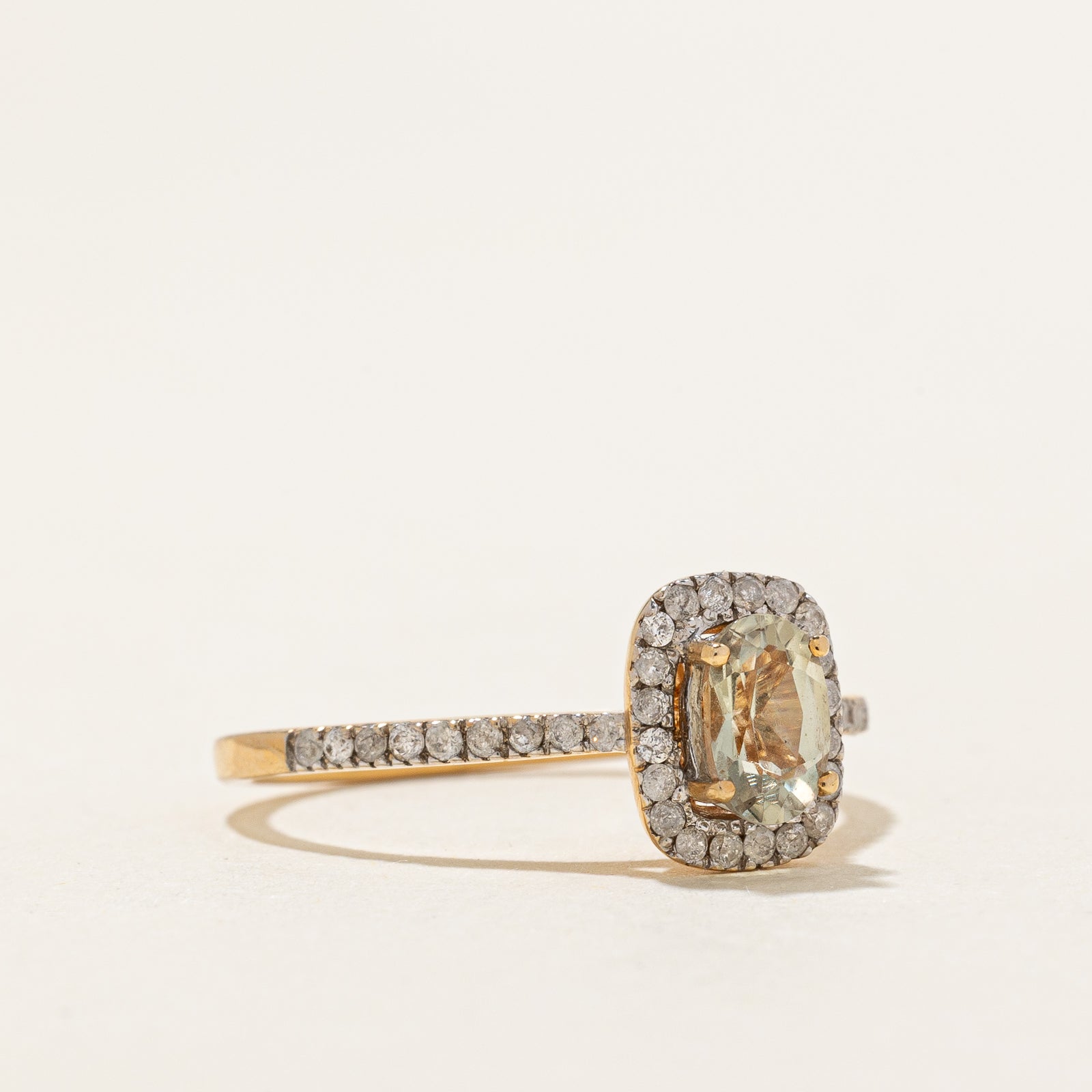 Elegant Oval Cut Peridot & Diamond Halo Engagement Ring | 0.38ct Peridot & 0.20ctw Diamond | Size 6.75 | Perfect for Wedding, Anniversary & Gift Giving