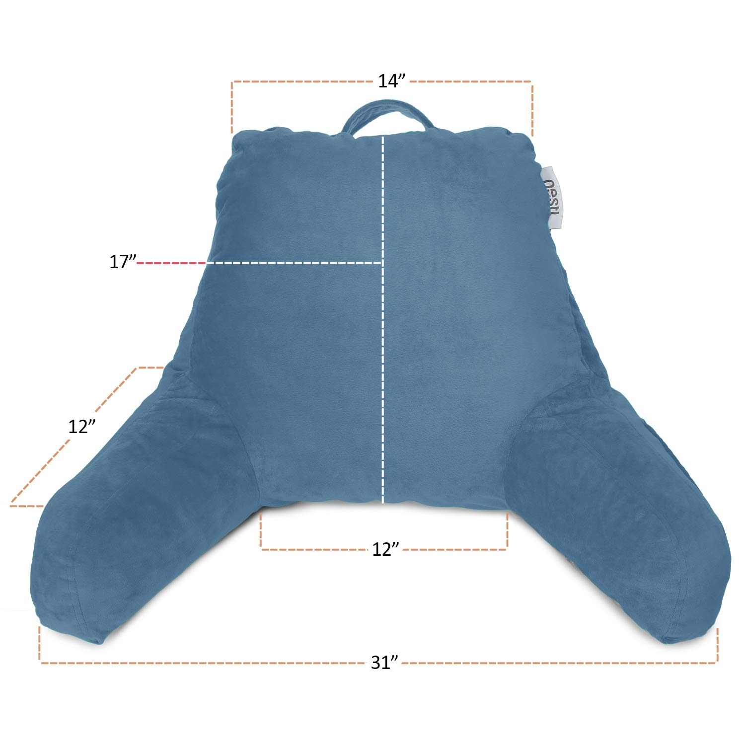 Shredded Memory Foam Reading Pillow for Bed - Blue Heaven Back Support Pillow with Pockets, Perfect for Sitting in Bed, Reading, Watching TV & Relaxing