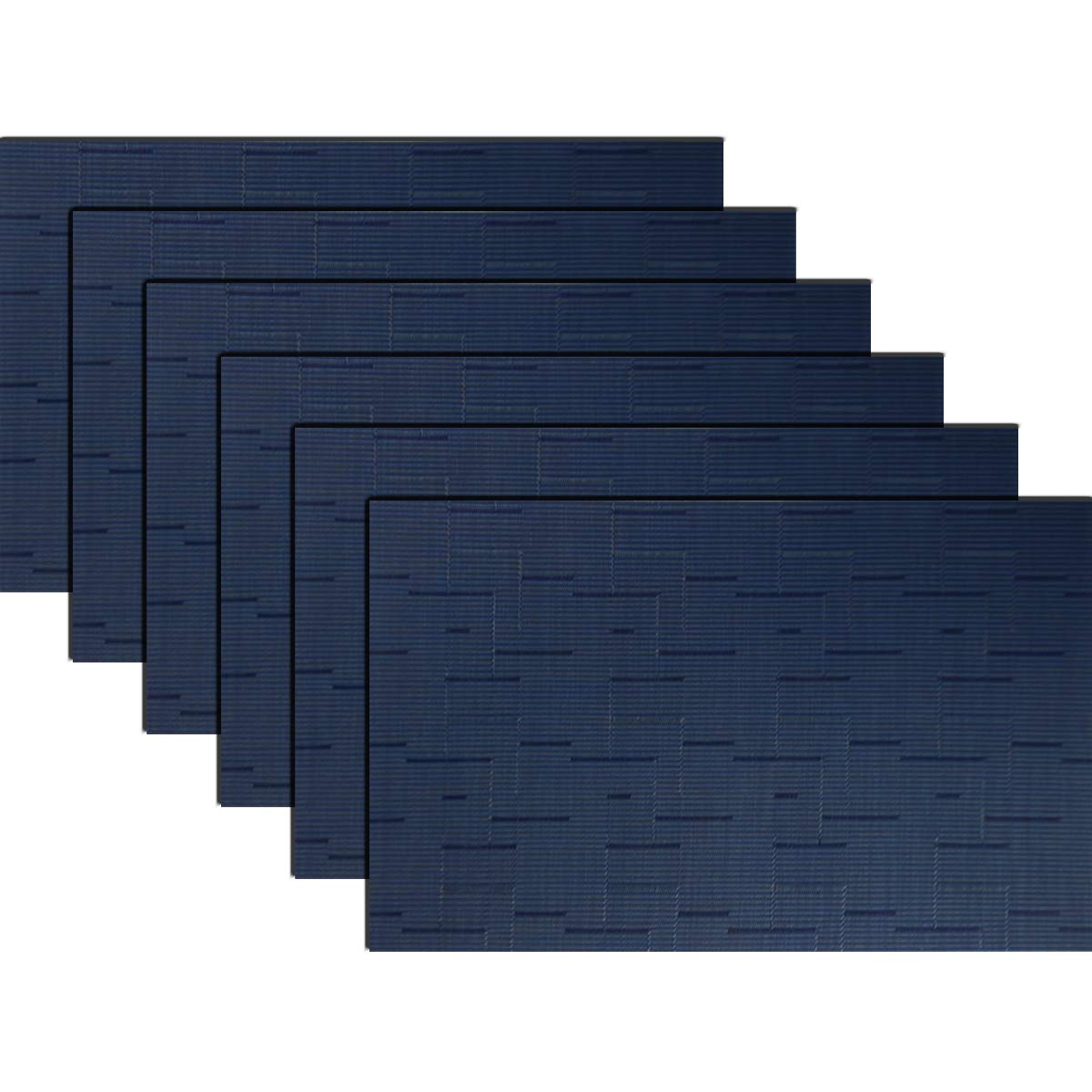 PIGCHCY Washable Durable Woven Vinyl Placemats Set of 6 - Heat Resistant Plastic Table Mats 18x12 Inches for Dining Table, Kitchen & Outdoor Use (Midnight Blue)