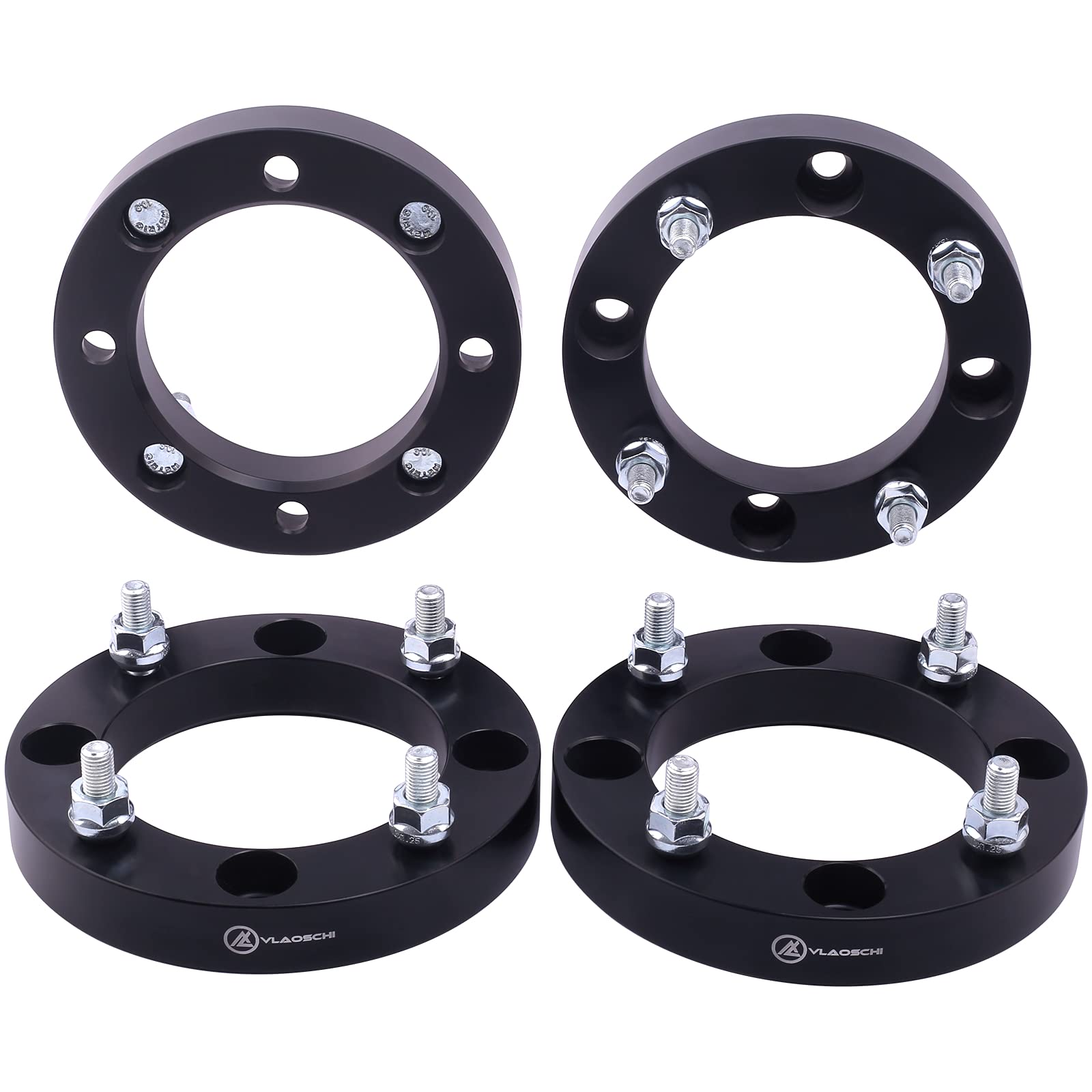 VLAOSCHI 1 Inch Black Forged ATV Wheel Spacers 4x137 Bolt Pattern with 12x1.25 Studs - Compatible with Kawasaki Mule 2500 2510 2520 3000 4000 4010 Trans PRODX PROFX & Teryx4 Teryx 750 800 - Pack of 4 - Enhance Off-Road Performance & Stability
