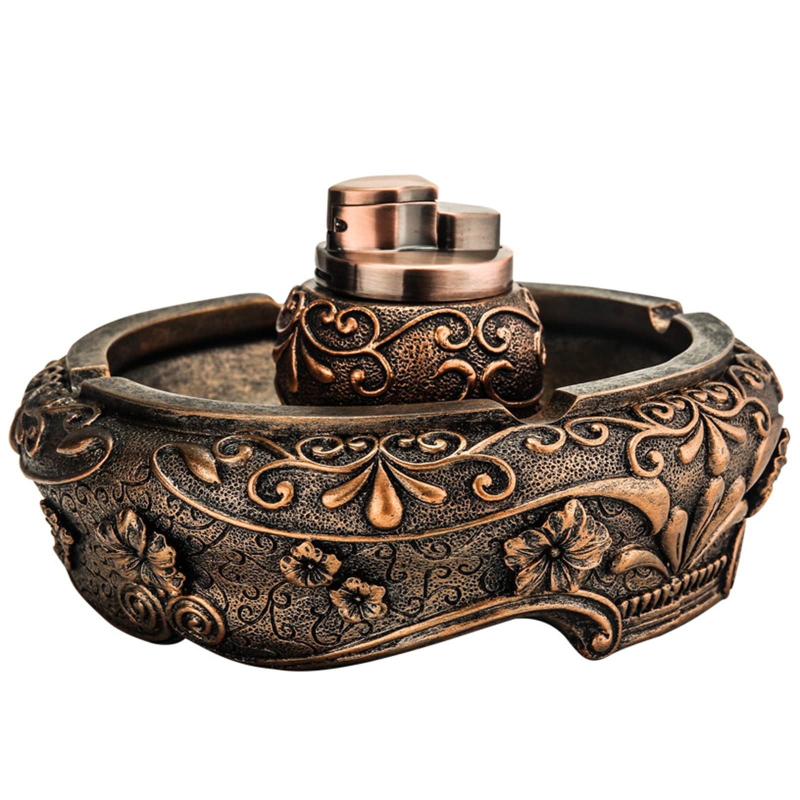 Vintage Windproof Butane Lighter & Ashtray Set - Reusable Trench Cigarette Lighter for Men - Unique Birthday Gifts for Dad, Husband (Butane Gas Not Included) - Perfect for Smoking, Collecting & Outdoor Use