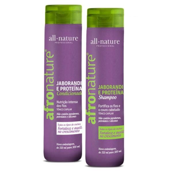 Afro Nature Jaborandi & Protein Extract Hair Nutrition Kit - 2x300ml All Natural for Curly, Kinky & Coily Hair - Promotes Growth, Moisture & Strength for Daily Hair Care