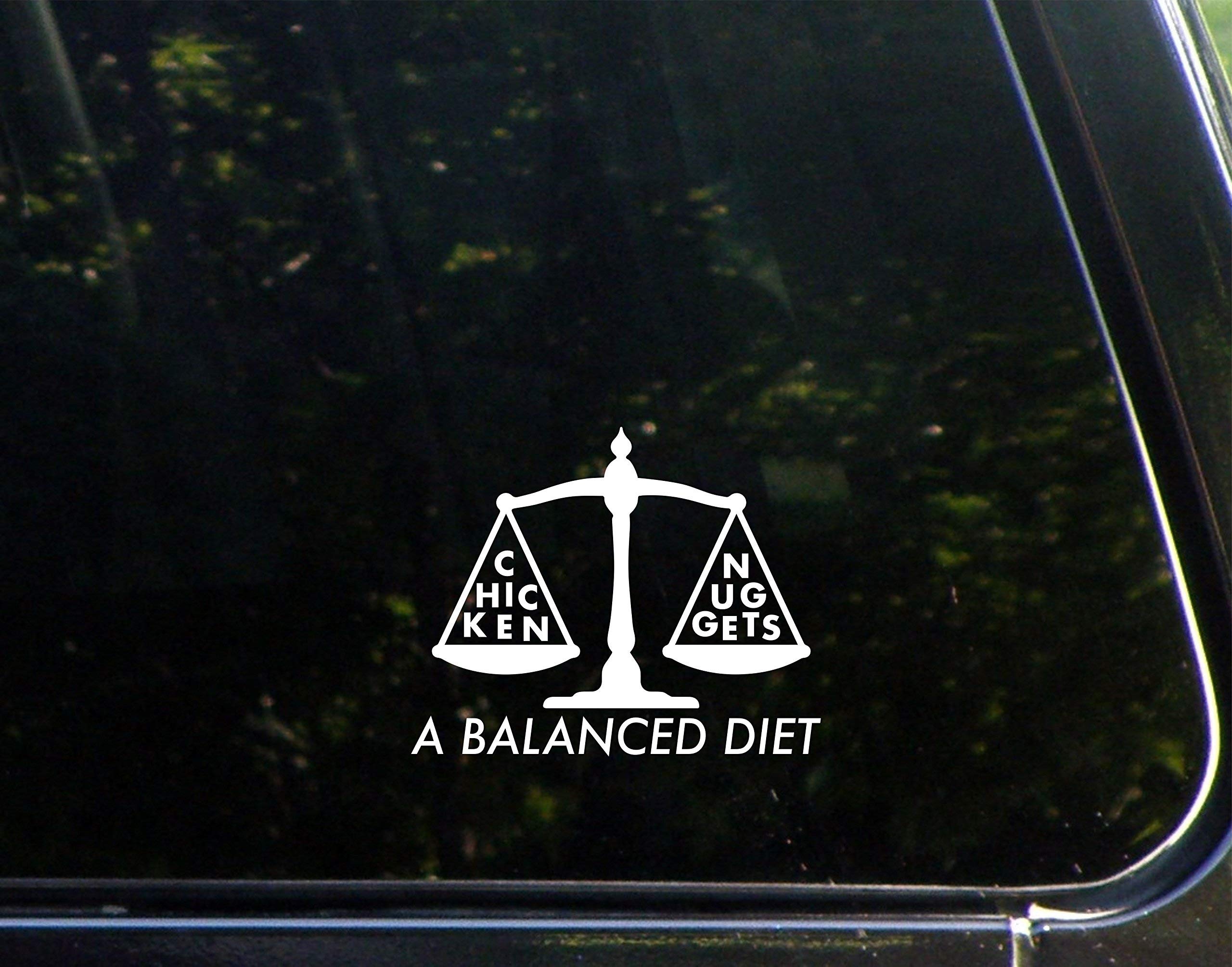 Funny Balanced Diet Chicken Nuggets Vinyl Decal - 4.5x3.75 Inch Die Cut Sticker for Cars, Trucks, Laptops, Windows - Perfect for Food Lovers & Junk Food Humor